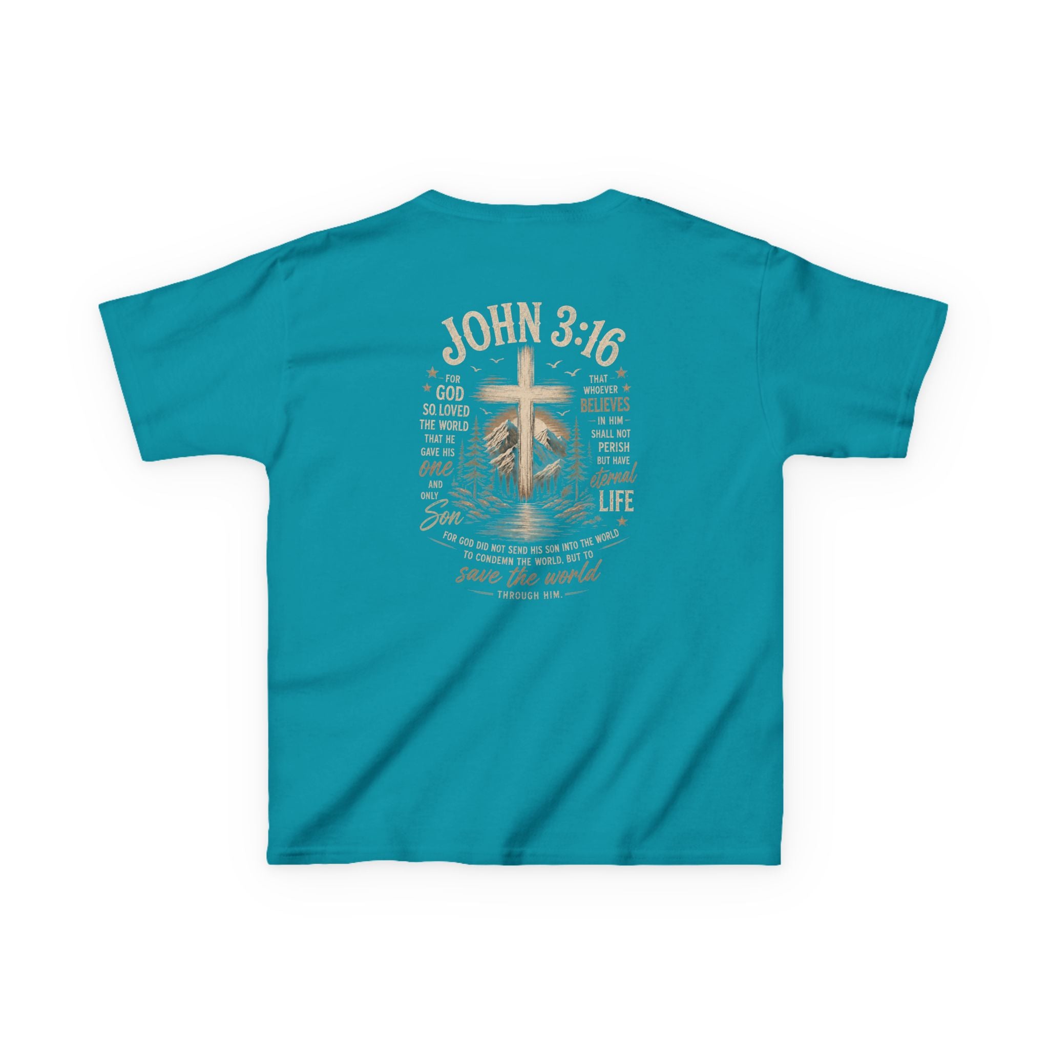 Kids T-Shirt — John 3:16 Cross Design Christian Youth Tee