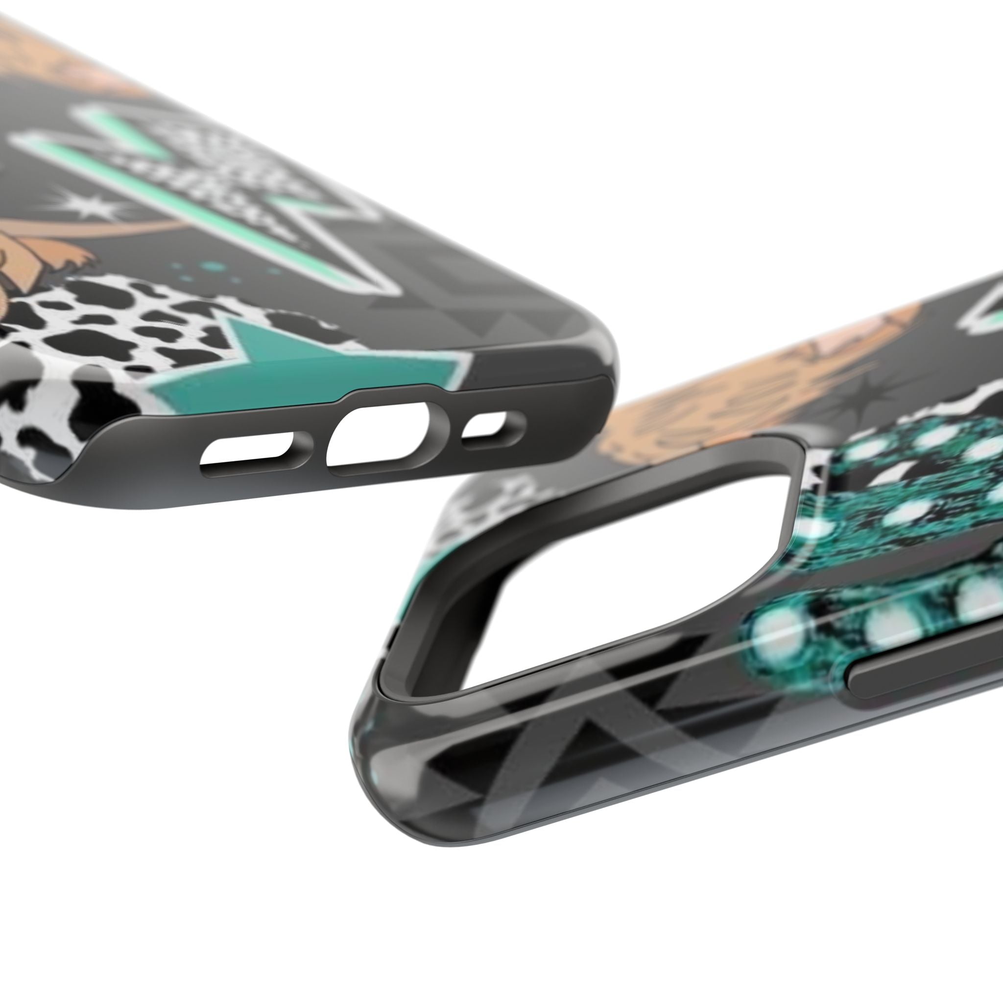 Teal Pop-Art Pattern Phone Case — Impact-Resistant iPhone Cover with Lightning & Leopard Graphics