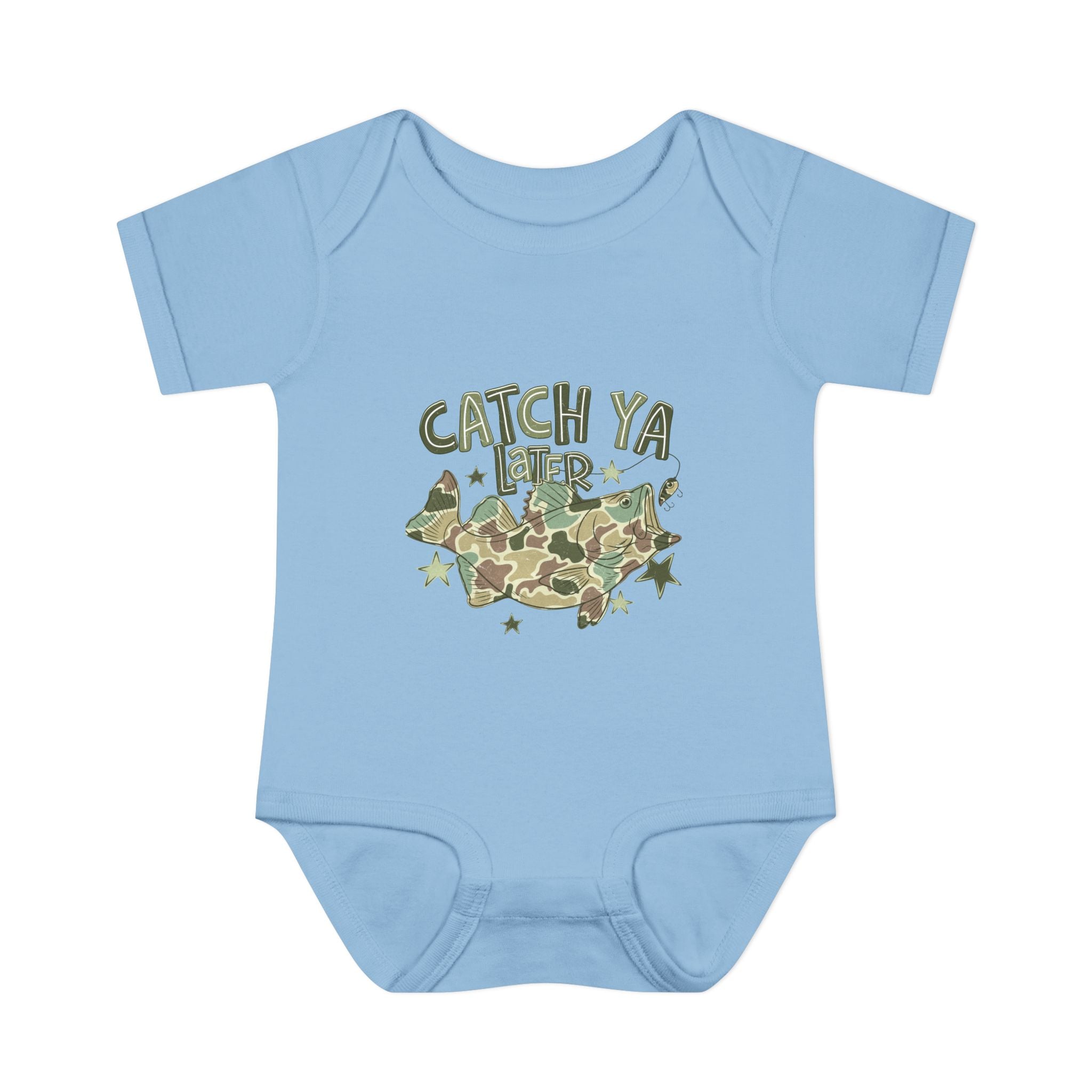 Infant Bodysuit - "Catch Ya Later" Camo Bat Graphic Baby Onesie