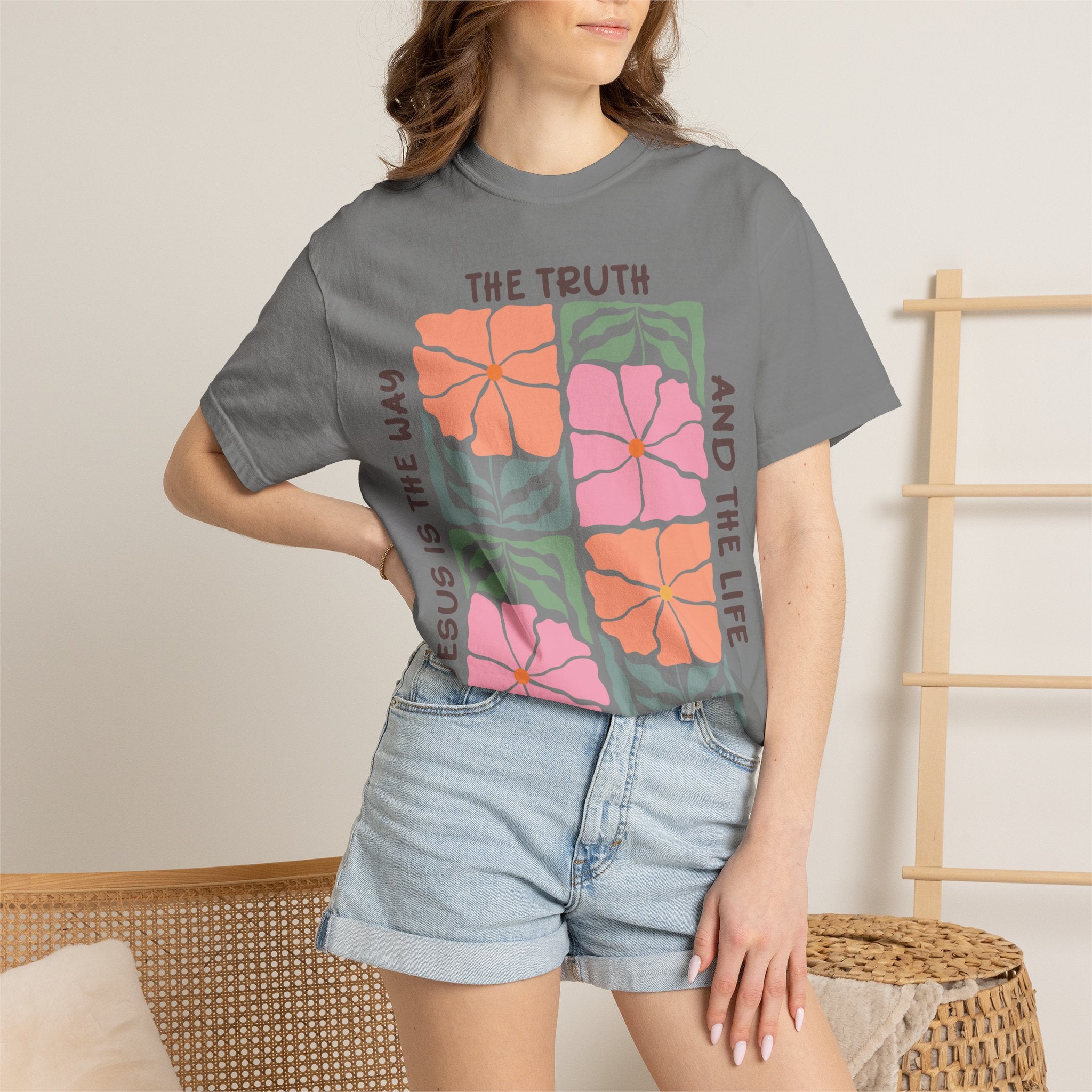 Christian Floral T-Shirt — "The Truth and the Life" John 14:6 Graphic Tee