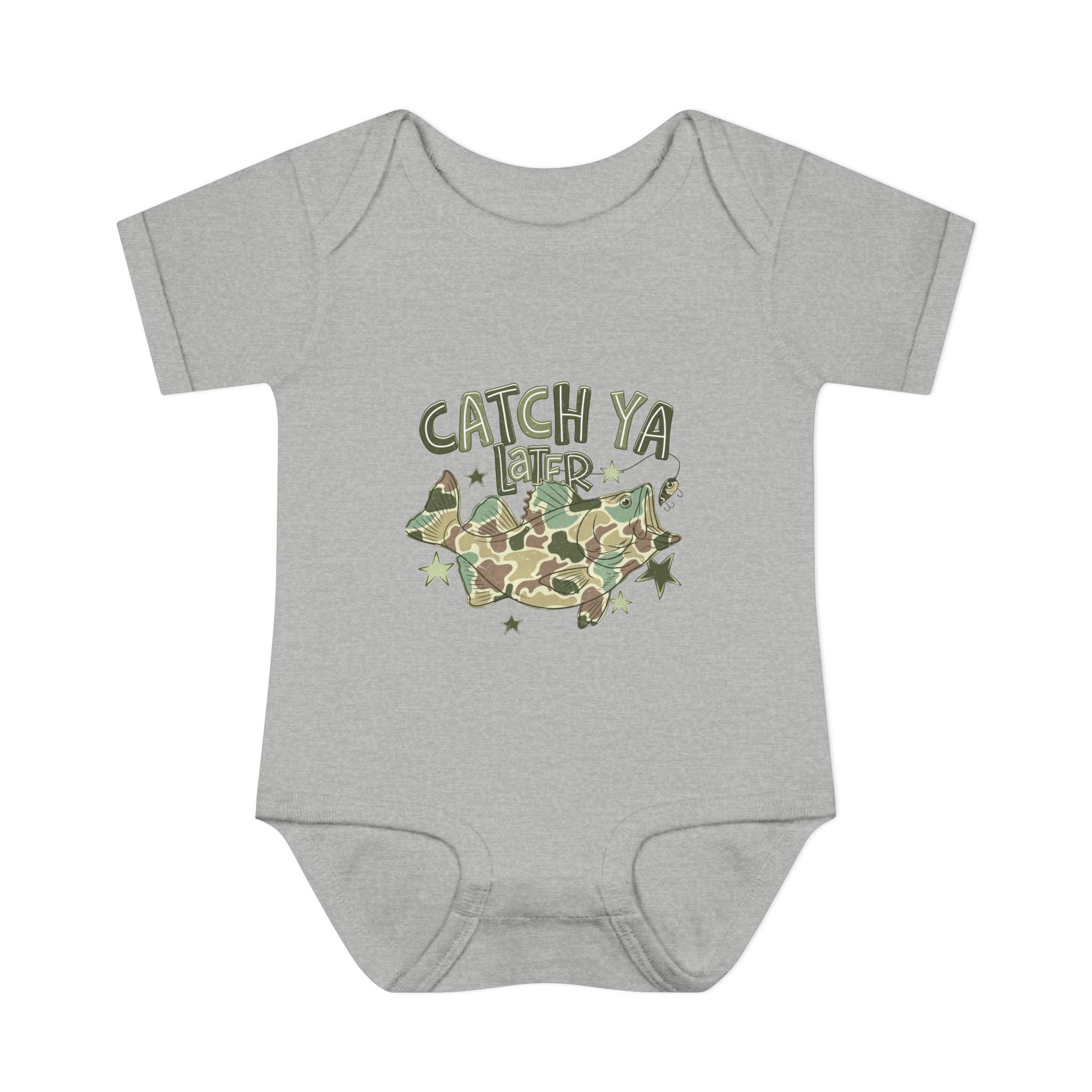 Infant Bodysuit - "Catch Ya Later" Camo Bat Graphic Baby Onesie
