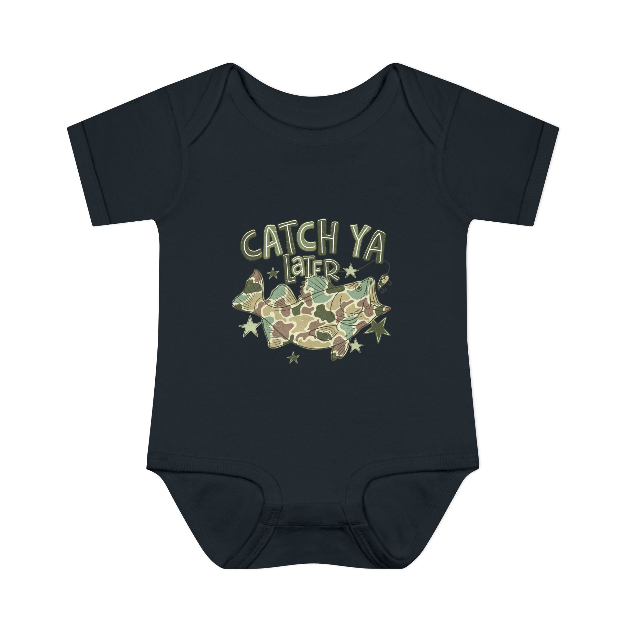 Infant Bodysuit - "Catch Ya Later" Camo Bat Graphic Baby Onesie