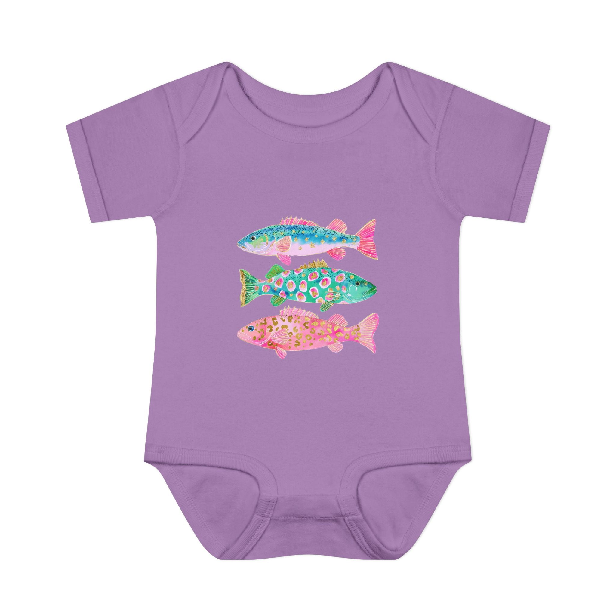 Baby Bodysuit — Colorful Watercolor Fish Onesie for Infants