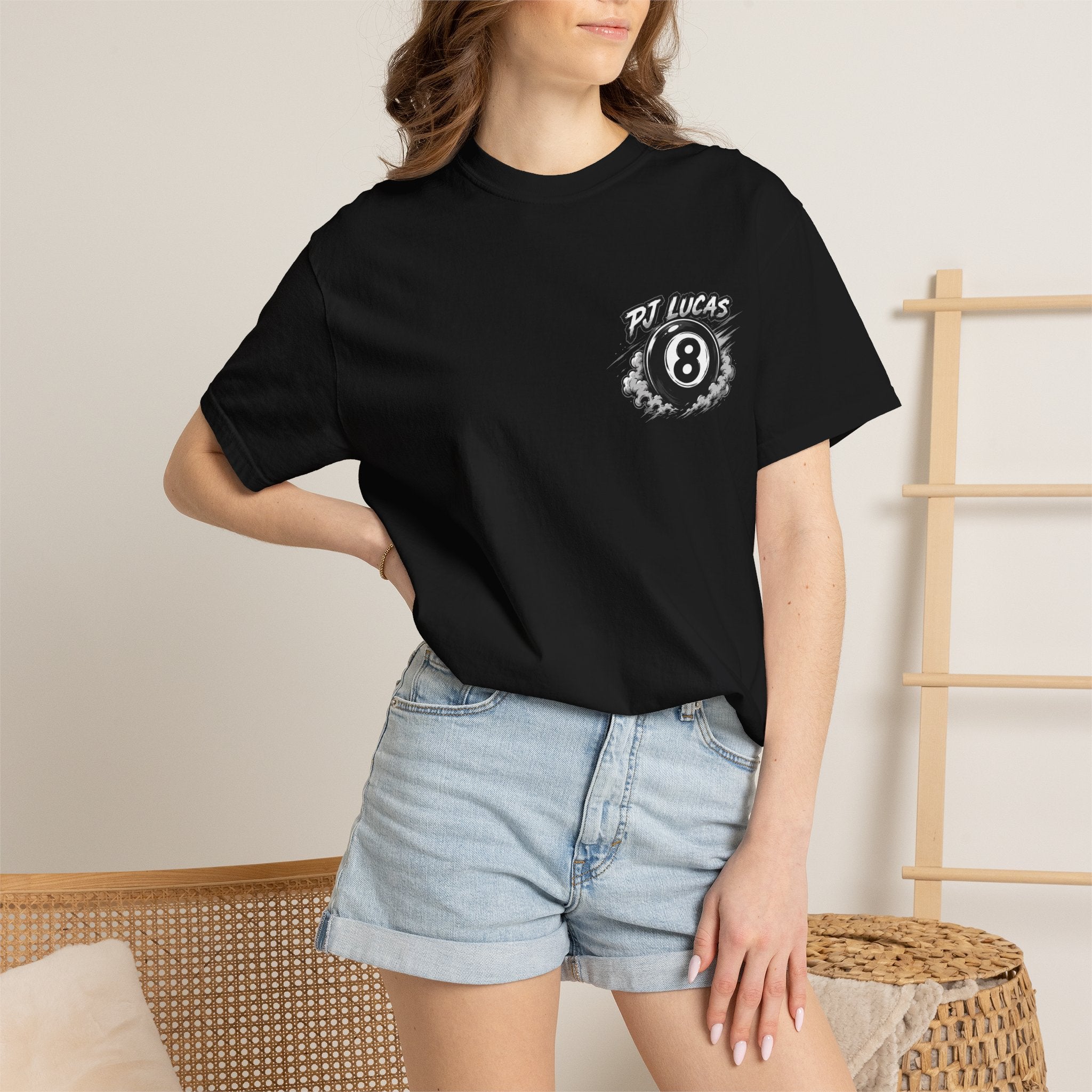 PJ Lucas Race Car T-Shirt — Vintage Black 8-Ball Dirt Track Tee
