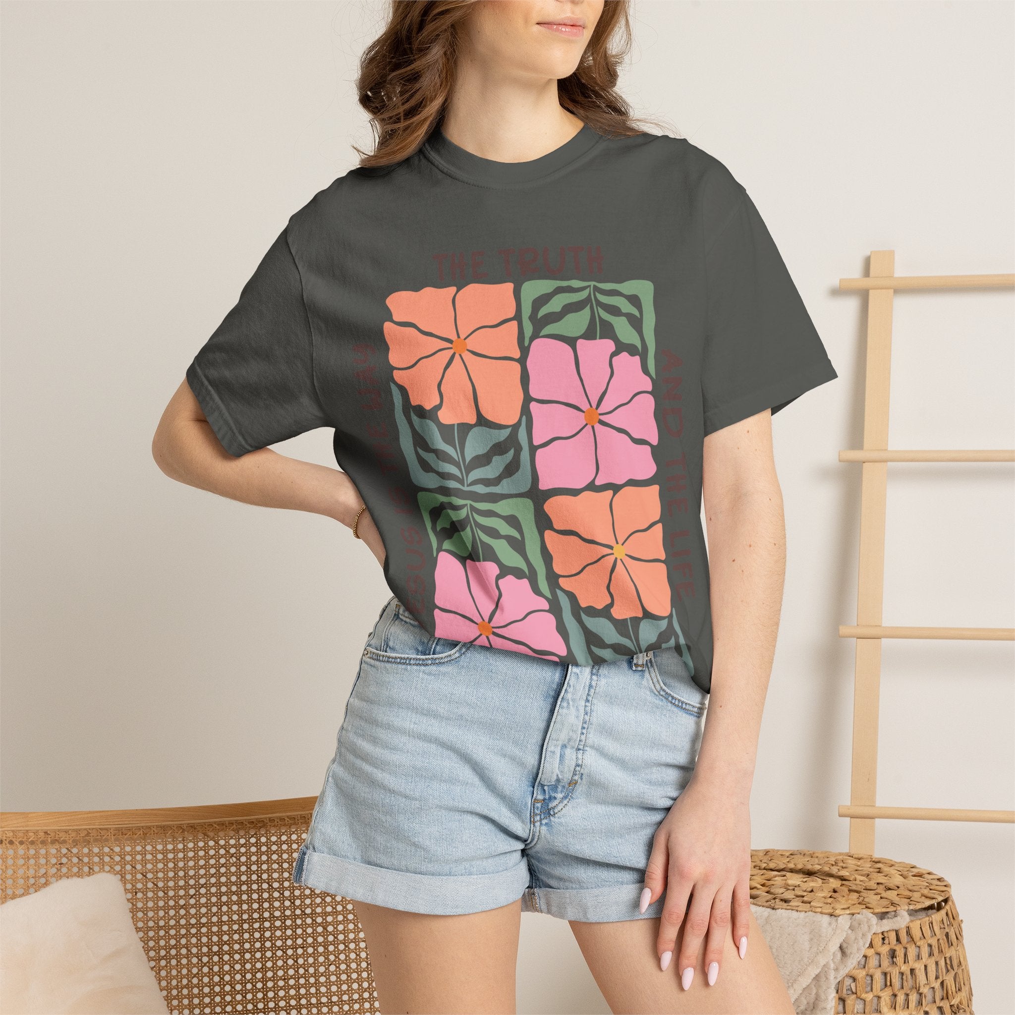 Christian Floral T-Shirt — "The Truth and the Life" John 14:6 Graphic Tee