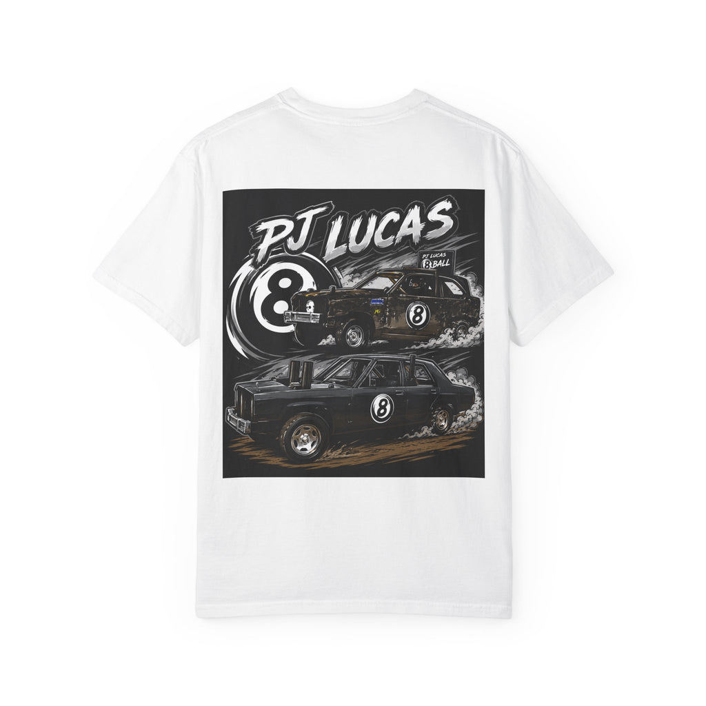 PJ Lucas Race Car T-Shirt — Vintage Black 8-Ball Dirt Track Tee