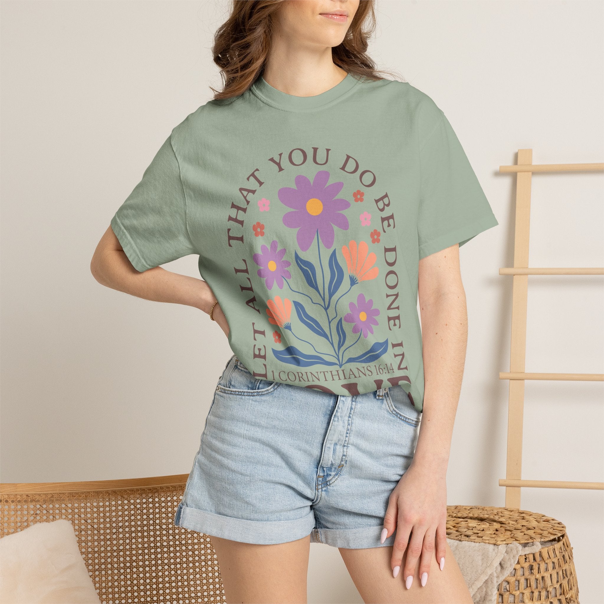 Love Floral T‑Shirt — "Let All That You Do Be Done in Love" Christian Tee