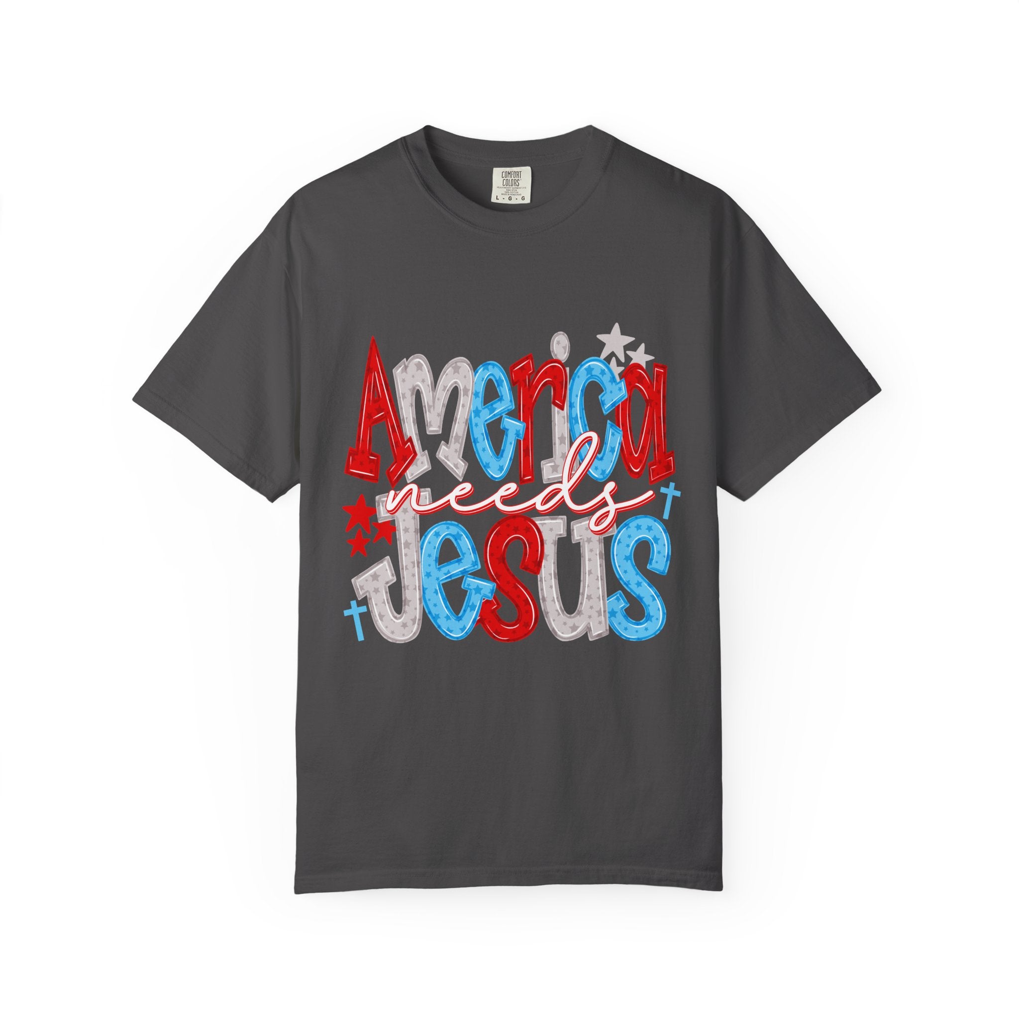 America needs Jesus T-Shirt - Patriotic Red White Blue Faith Tee