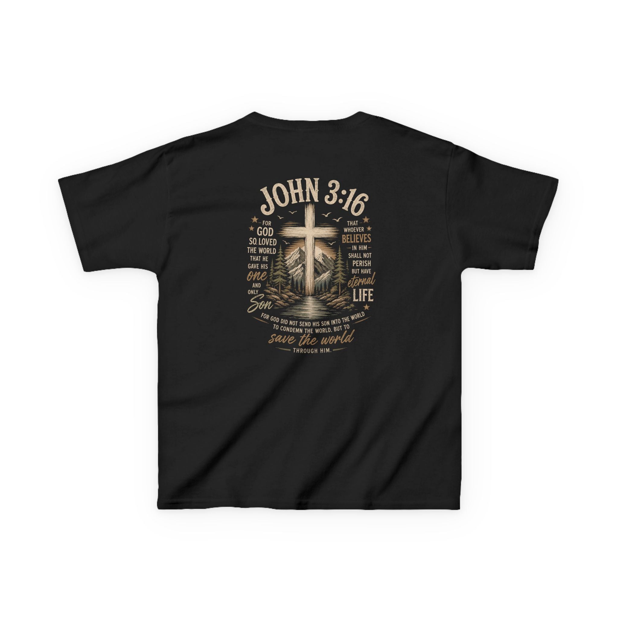 Kids T-Shirt — John 3:16 Cross Design Christian Youth Tee