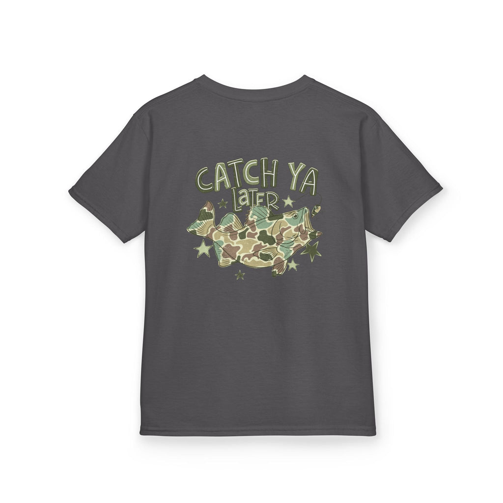 Kids Tee — "Catch Ya Later" Camo Shark Graphic