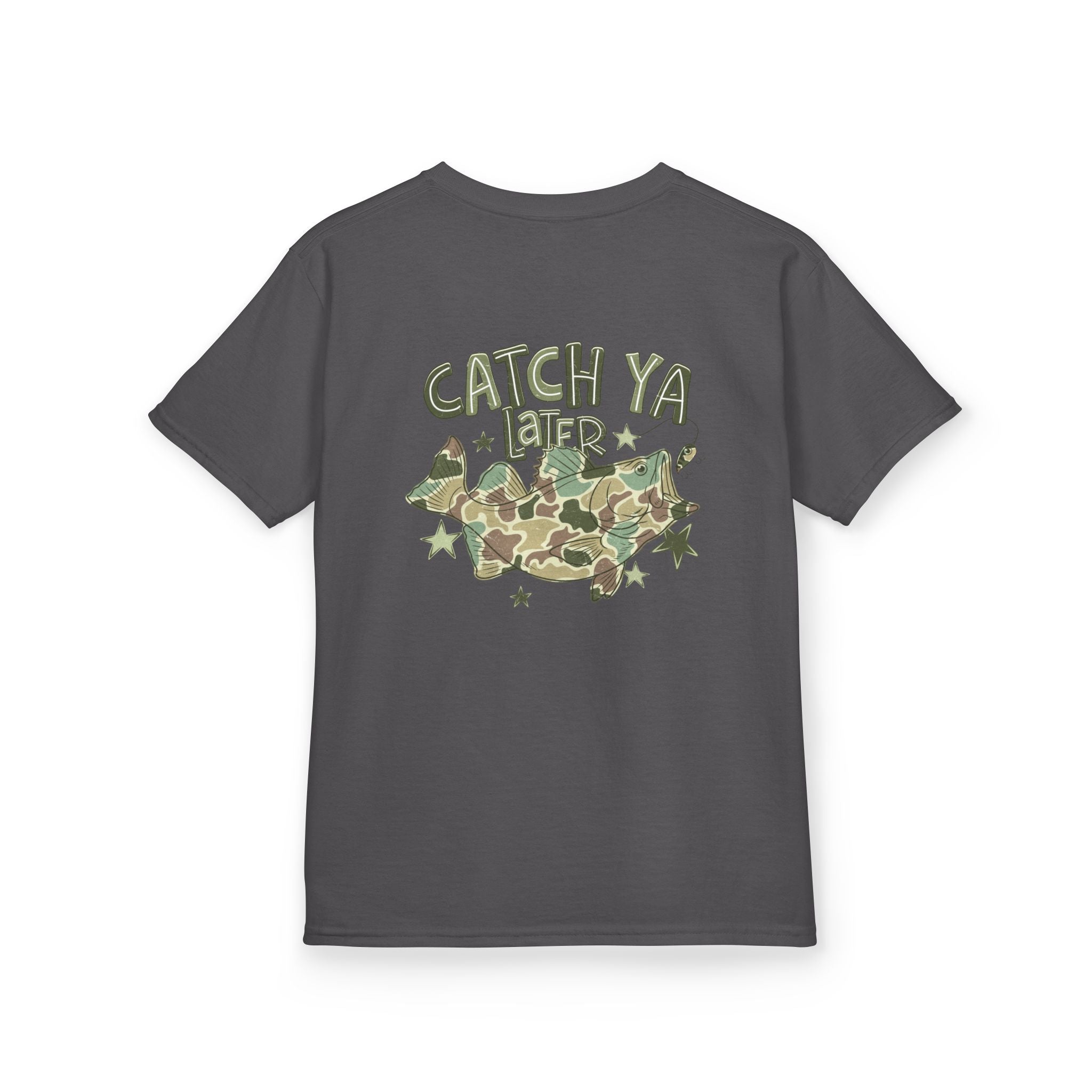 Kids Tee — "Catch Ya Later" Camo Shark Graphic