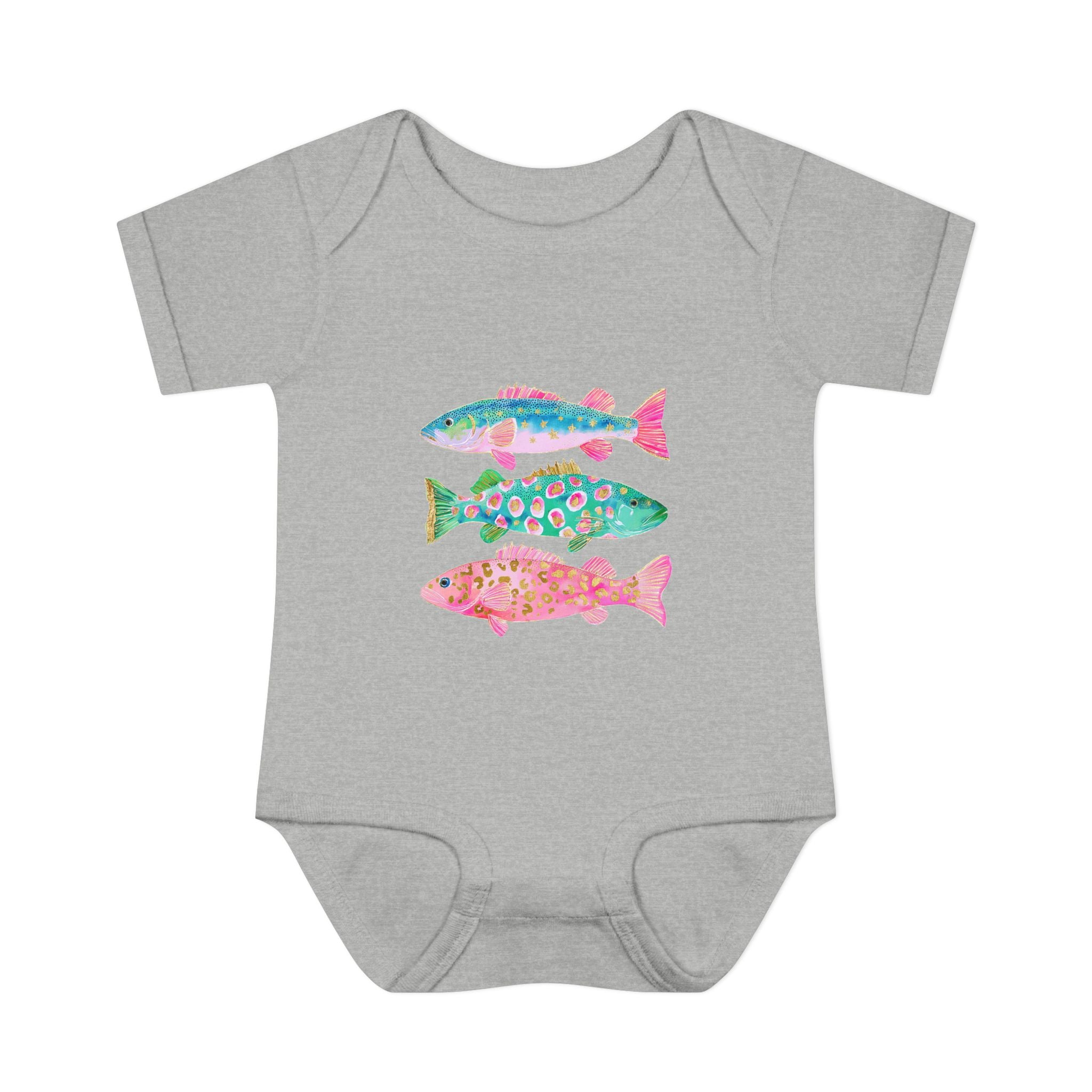 Baby Bodysuit — Colorful Watercolor Fish Onesie for Infants