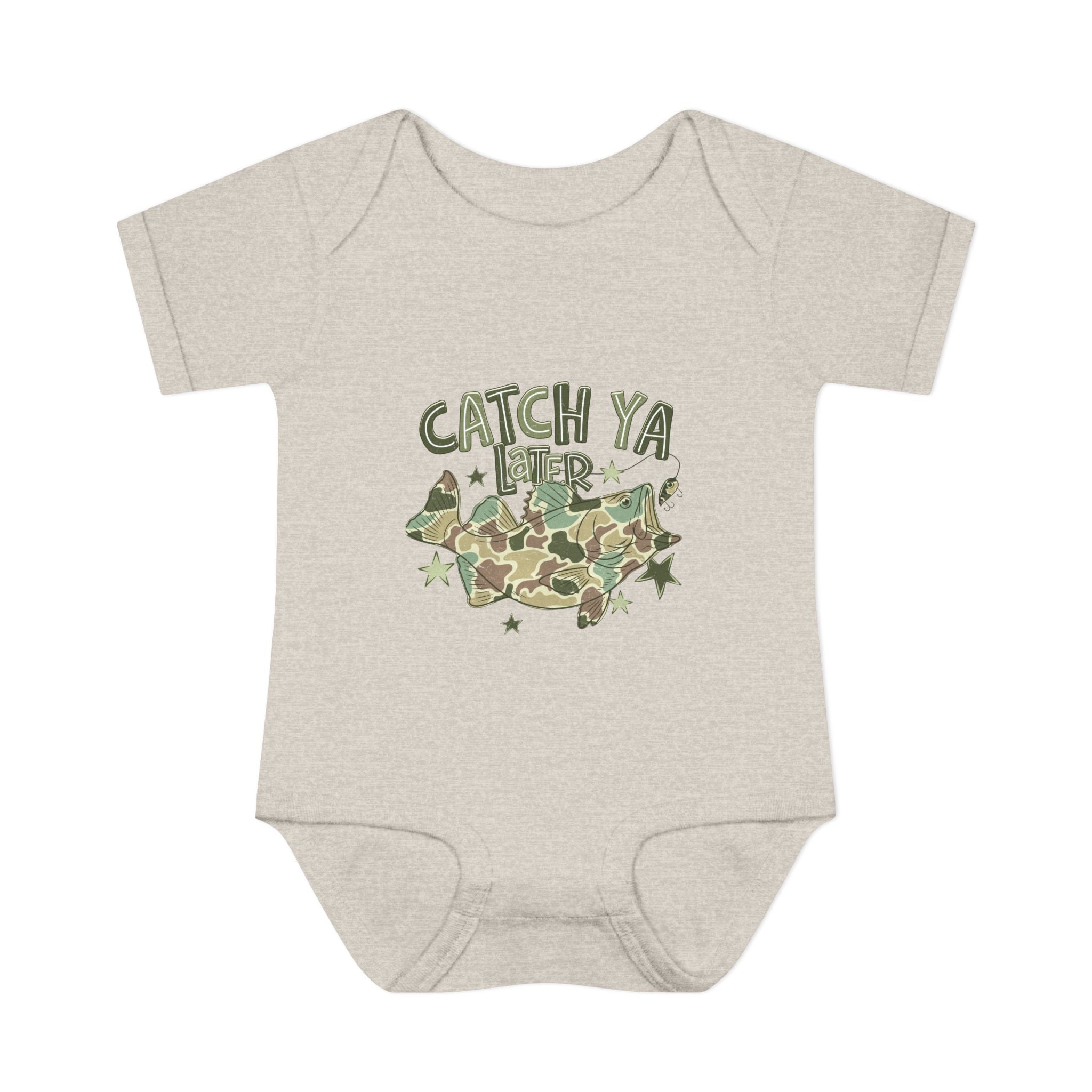 Infant Bodysuit - "Catch Ya Later" Camo Bat Graphic Baby Onesie
