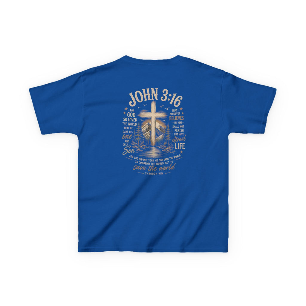 Kids T-Shirt — John 3:16 Cross Design Christian Youth Tee