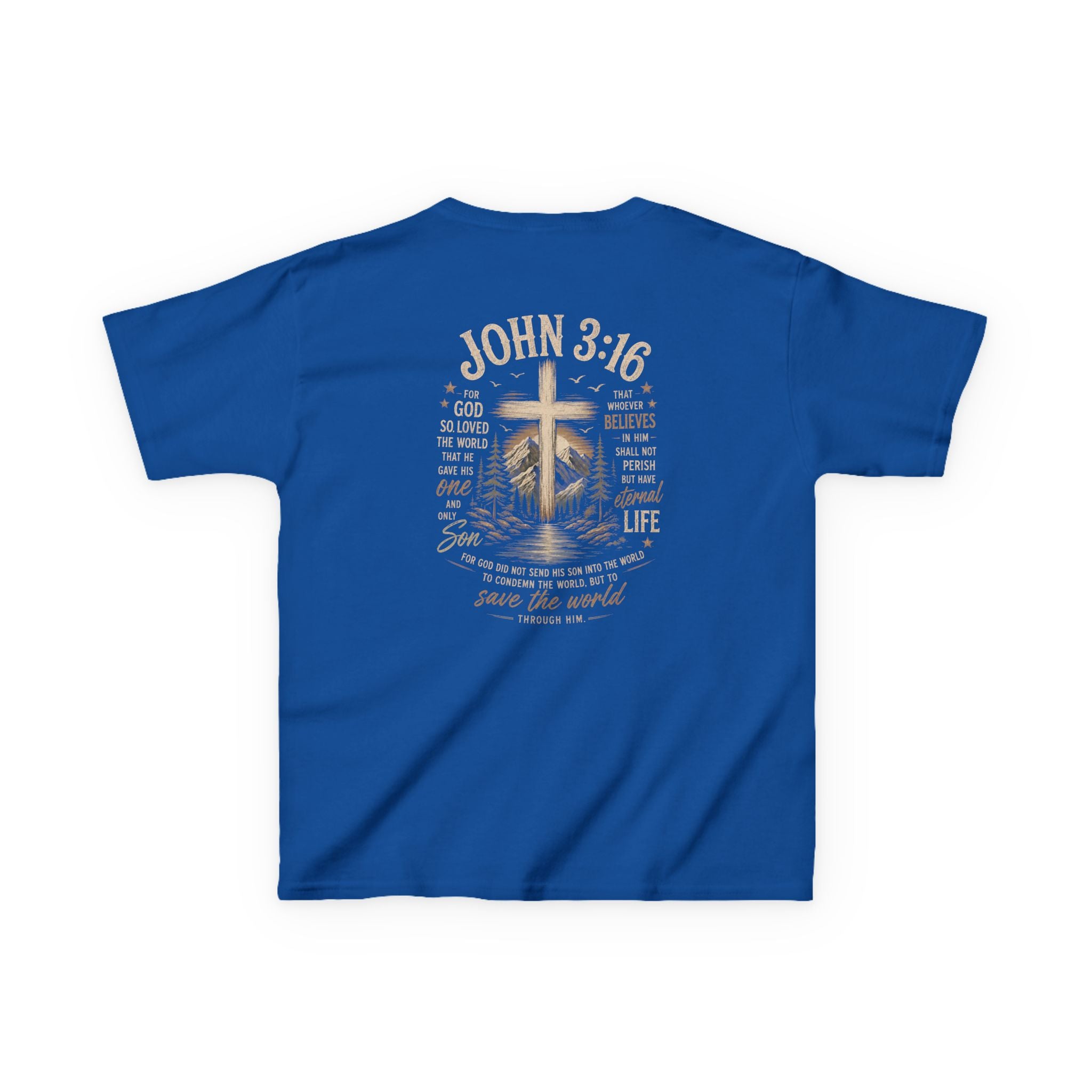 Kids T-Shirt — John 3:16 Cross Design Christian Youth Tee