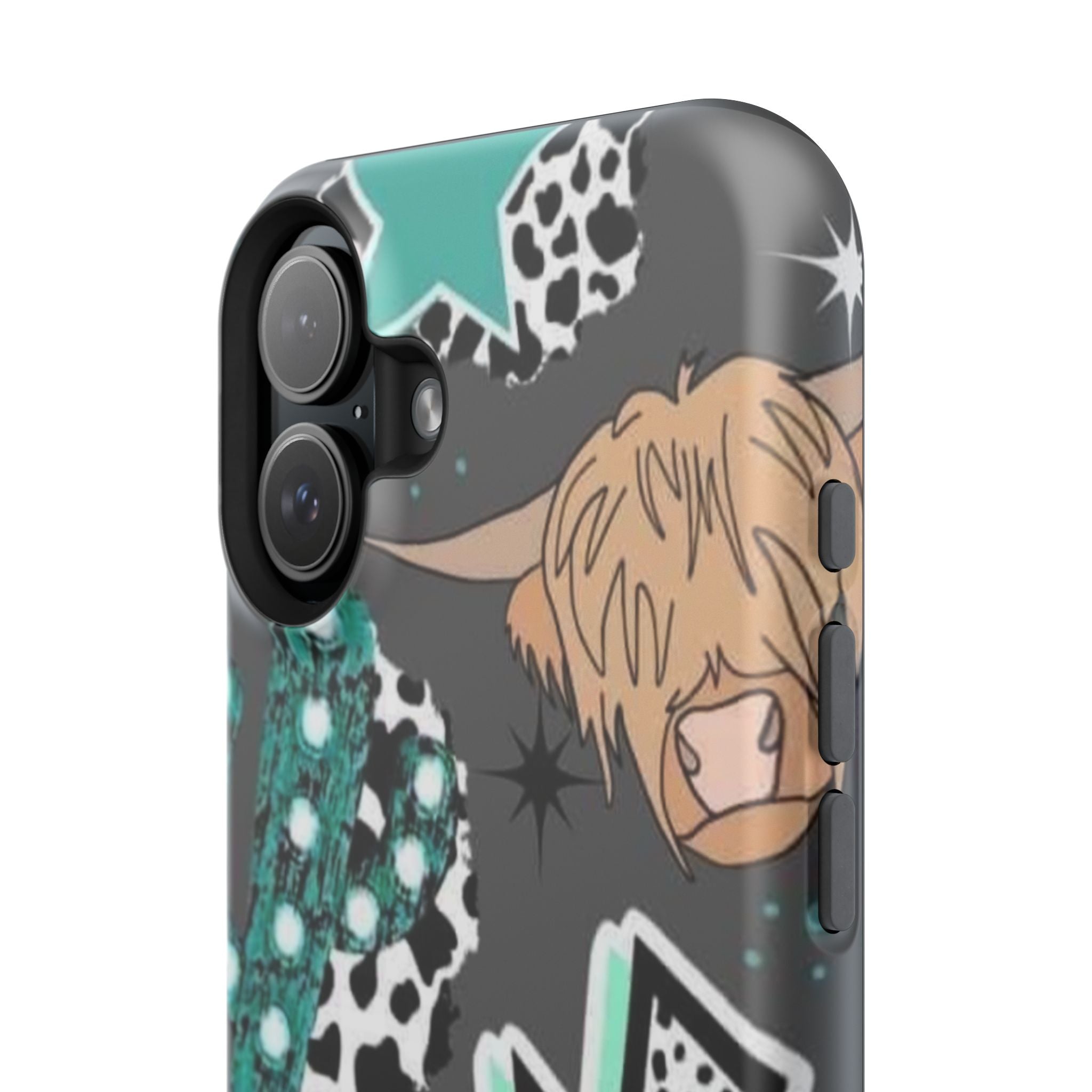 Teal Pop-Art Pattern Phone Case — Impact-Resistant iPhone Cover with Lightning & Leopard Graphics