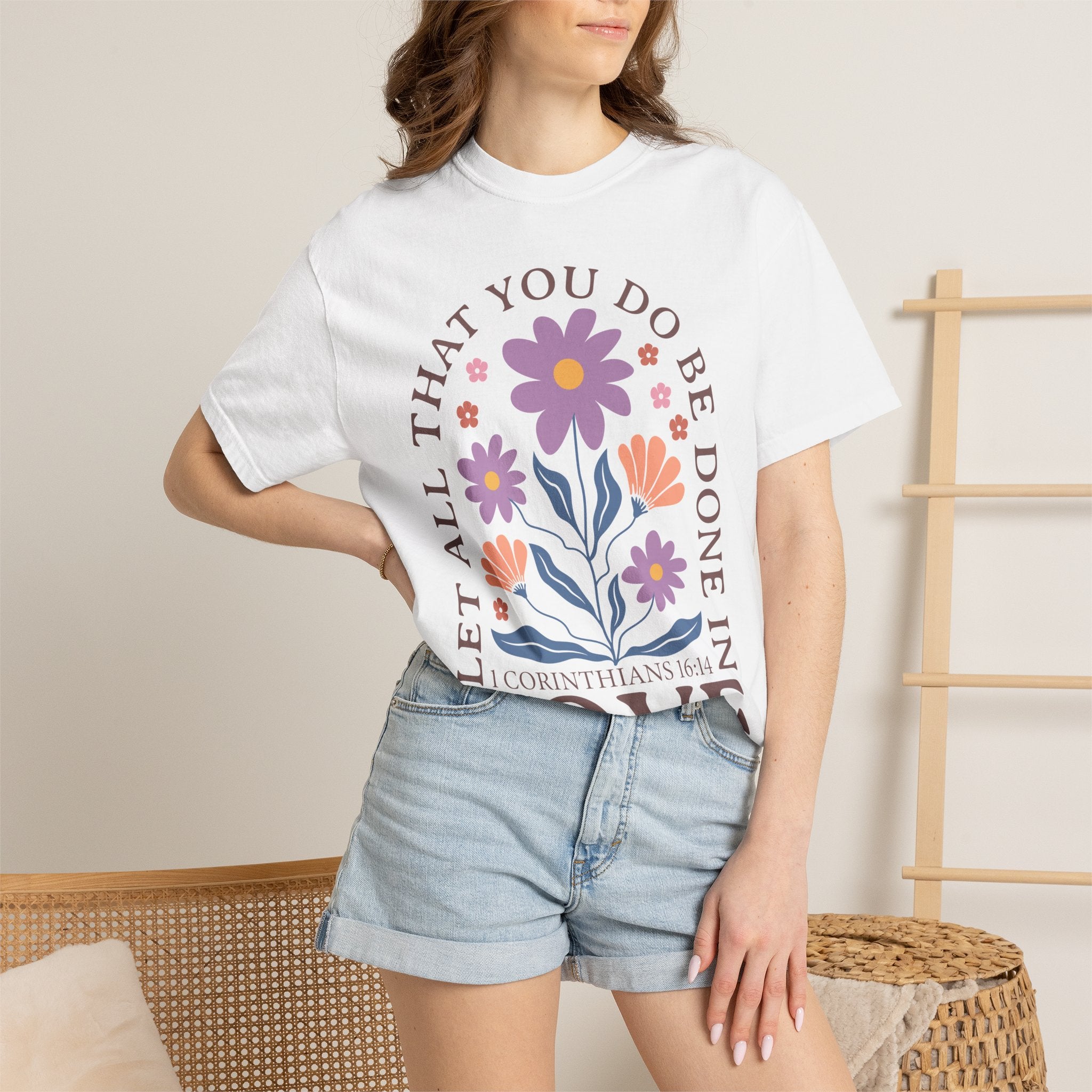 Love Floral T‑Shirt — "Let All That You Do Be Done in Love" Christian Tee