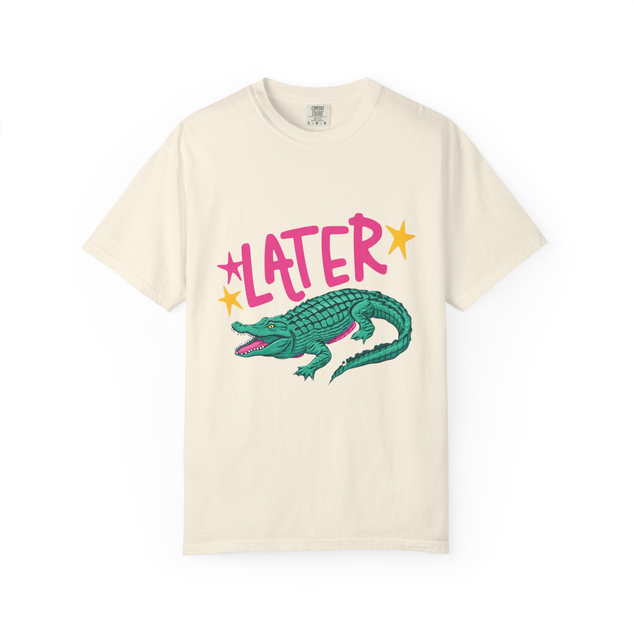 Later/After While Alligator T-Shirt — Retro Pink & Teal Graphic Tee