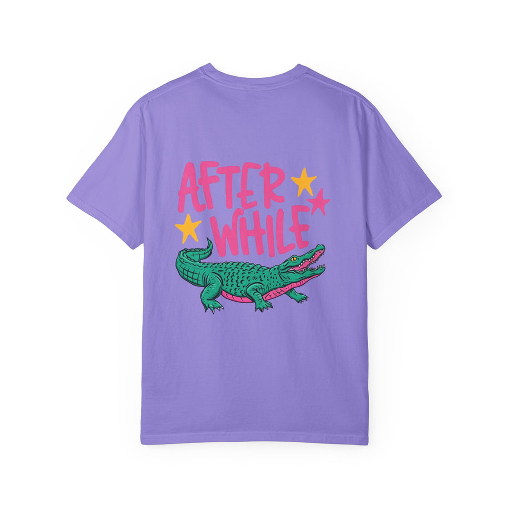 Later/After While Alligator T-Shirt — Retro Pink & Teal Graphic Tee