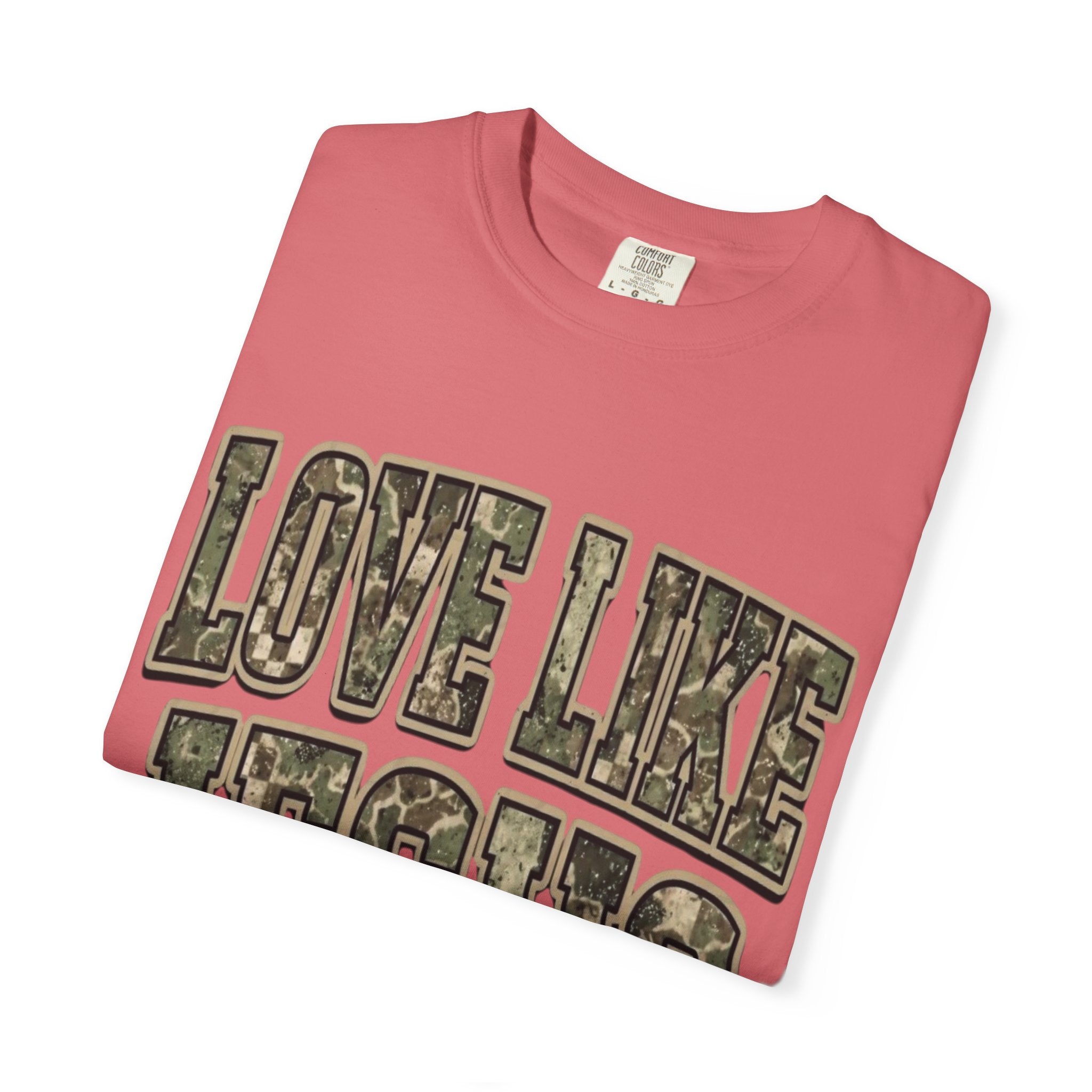 Love Like Jesus camo text T-shirt | Christian faith shirt