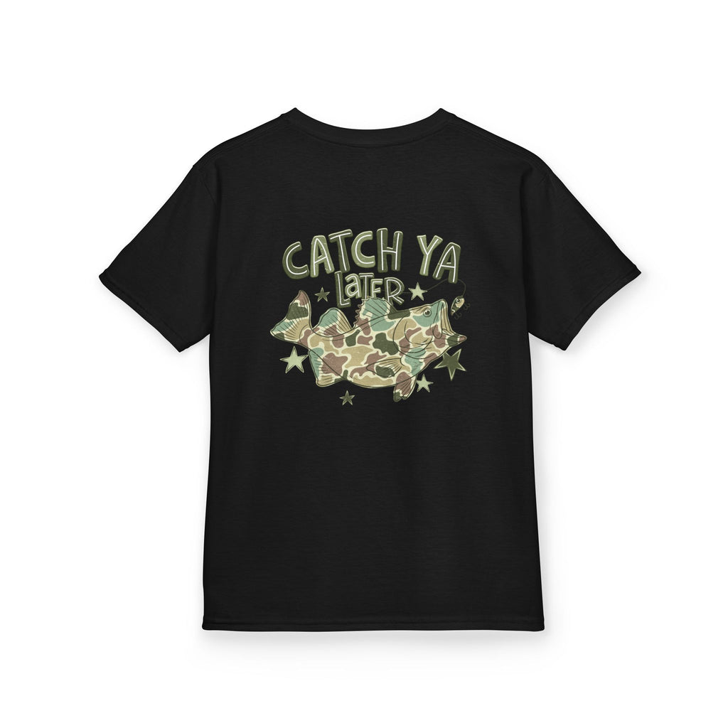 Kids Tee — "Catch Ya Later" Camo Shark Graphic
