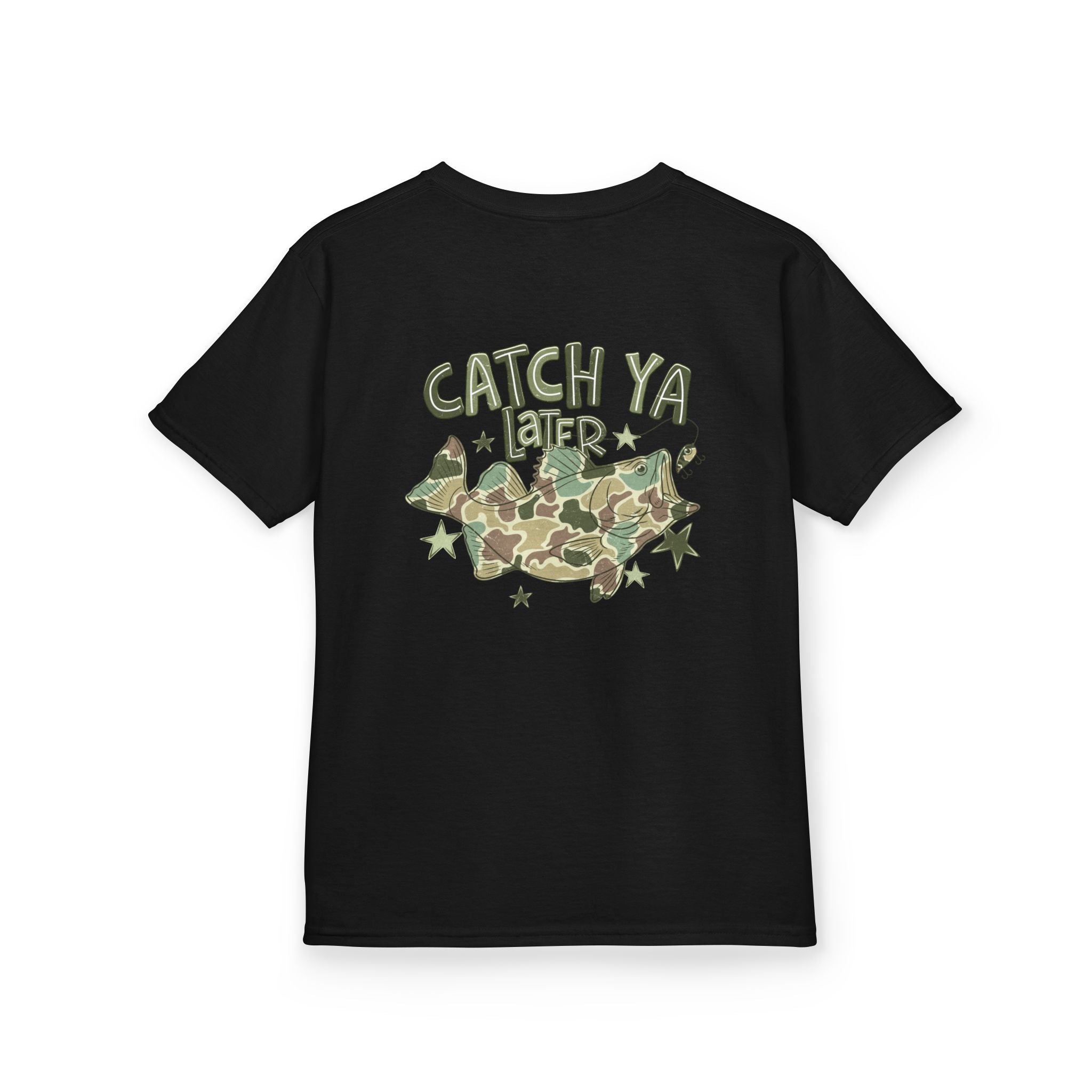Kids Tee — "Catch Ya Later" Camo Shark Graphic