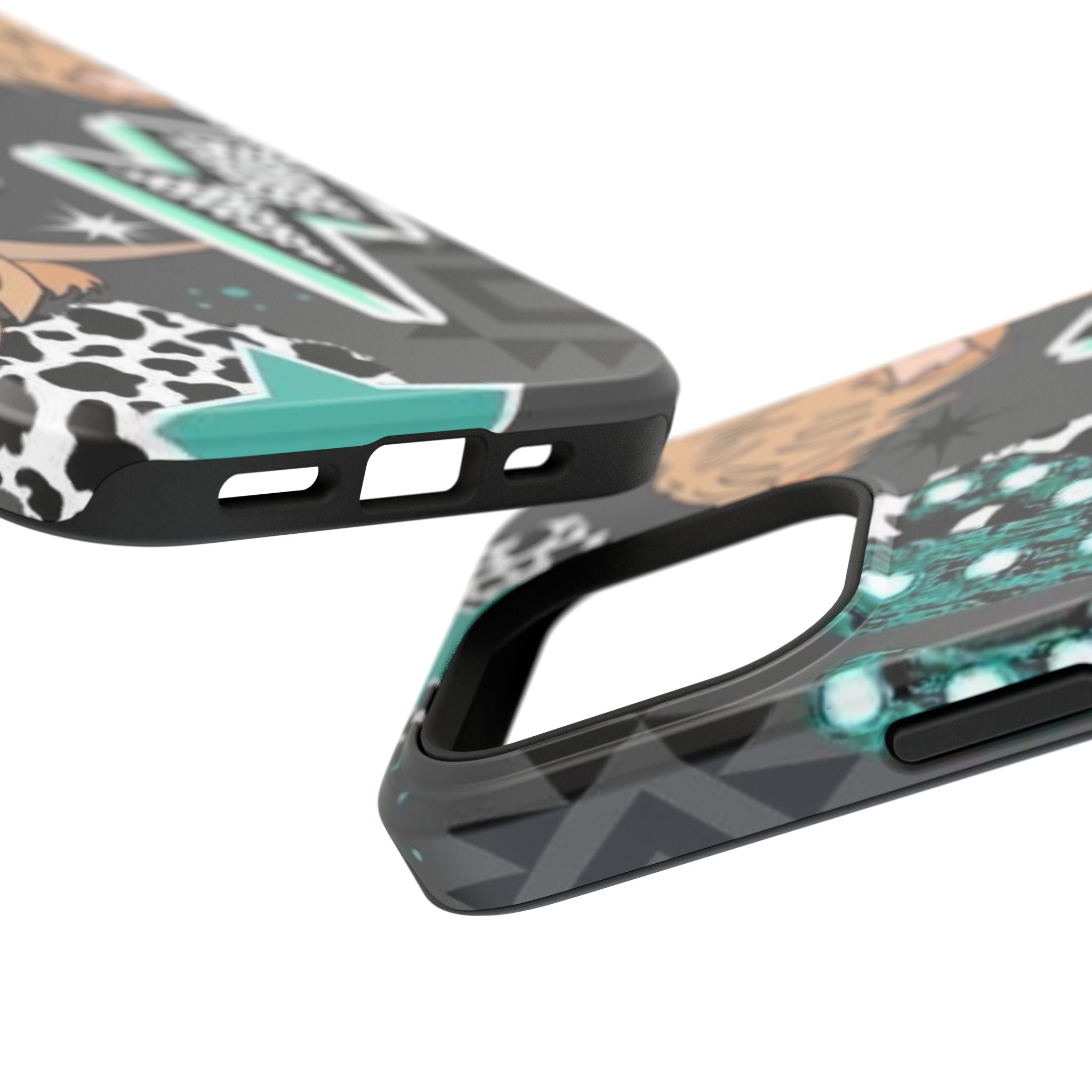Teal Pop-Art Pattern Phone Case — Impact-Resistant iPhone Cover with Lightning & Leopard Graphics
