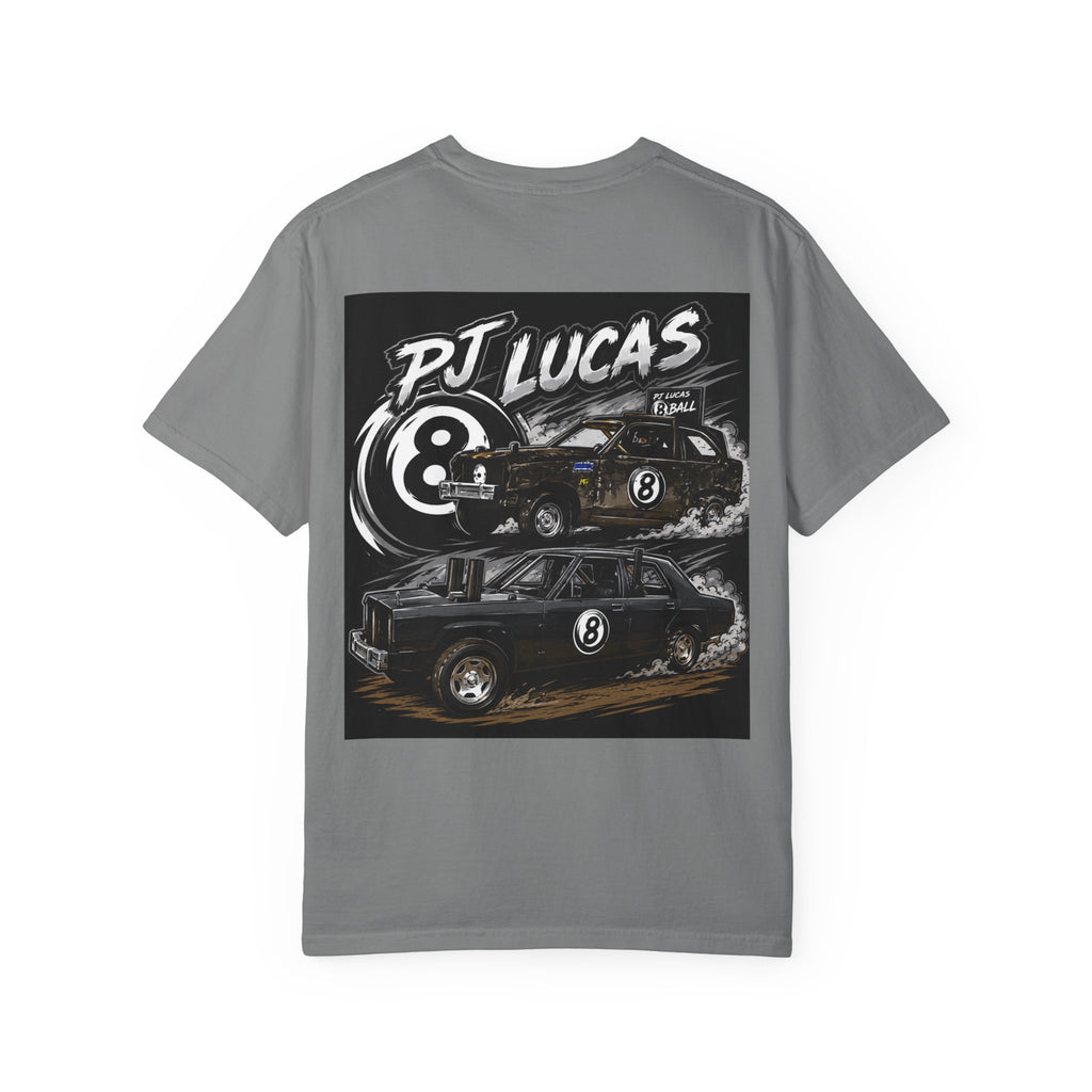 PJ Lucas Race Car T-Shirt — Vintage Black 8-Ball Dirt Track Tee