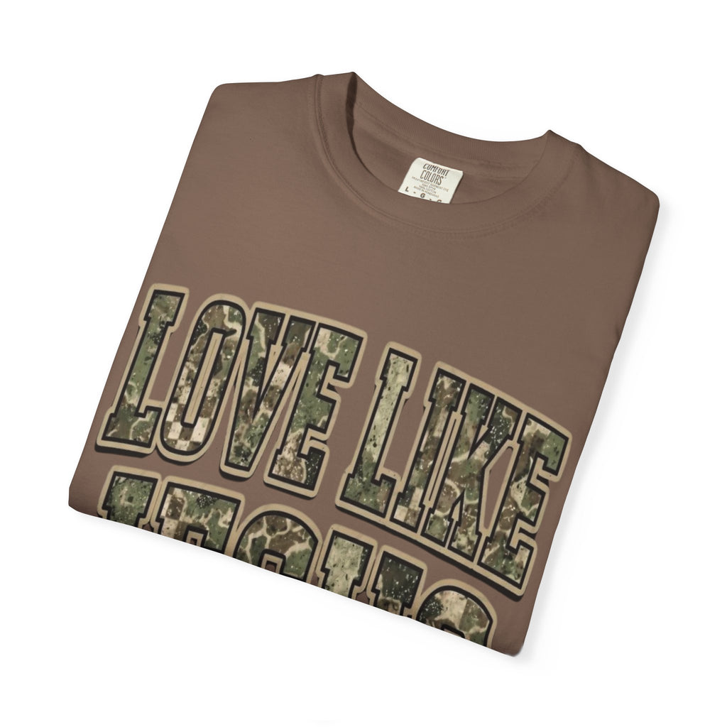 Love Like Jesus camo text T-shirt | Christian faith shirt
