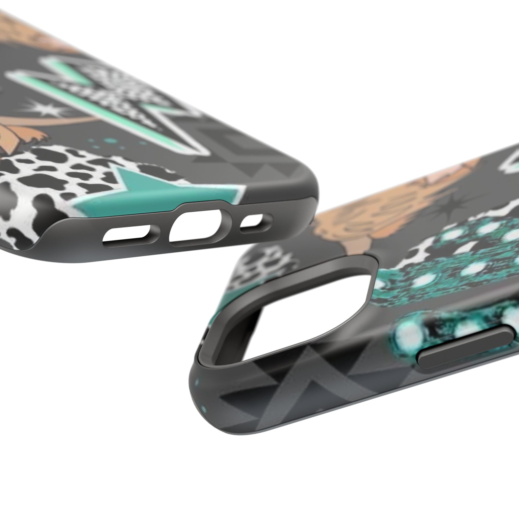 Teal Pop-Art Pattern Phone Case — Impact-Resistant iPhone Cover with Lightning & Leopard Graphics