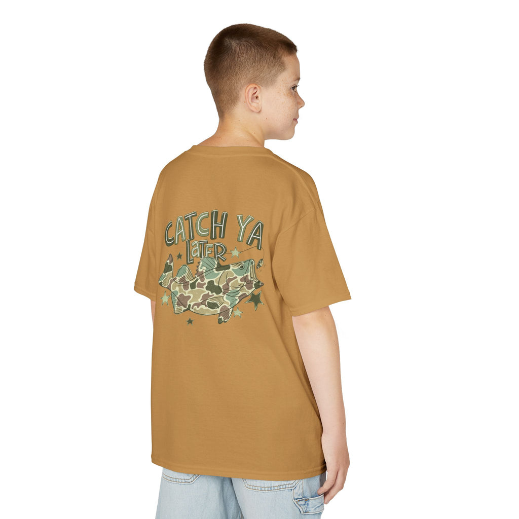 Kids Tee — "Catch Ya Later" Camo Shark Graphic