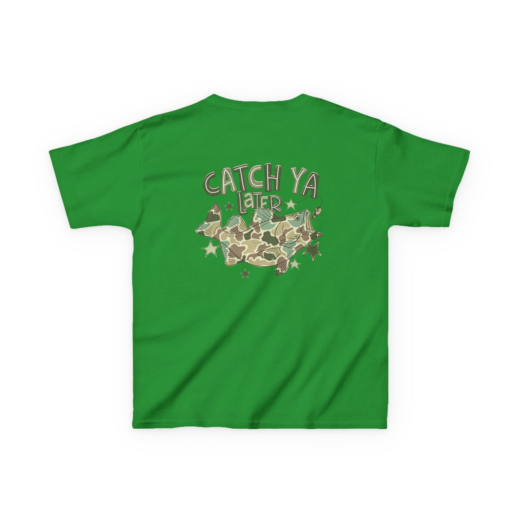 Kids Tee — "Catch Ya Later" Camo Shark Graphic
