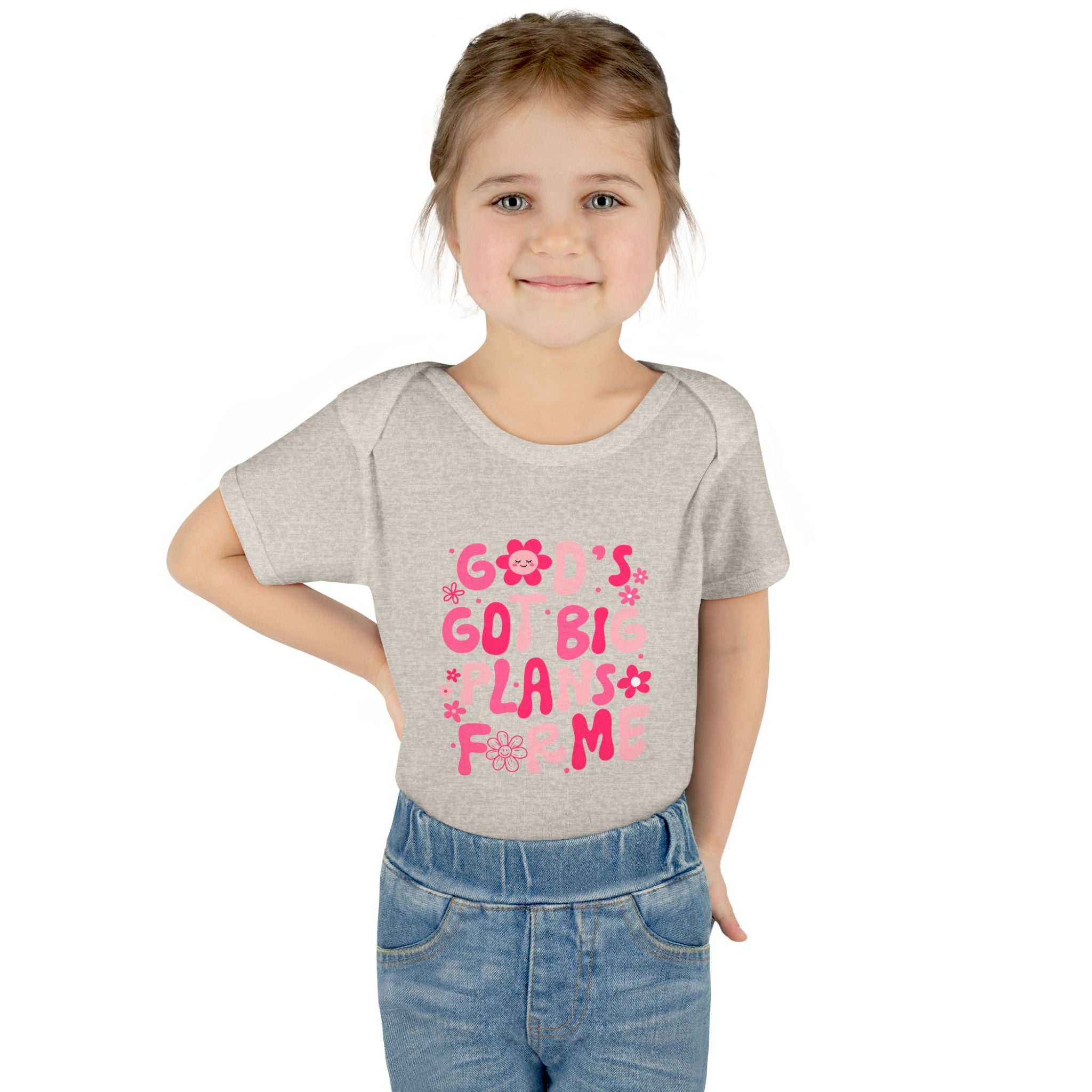Girls God’s Got Big Plans For Me Infant Bodysuit — Pink Floral Baby Onesie