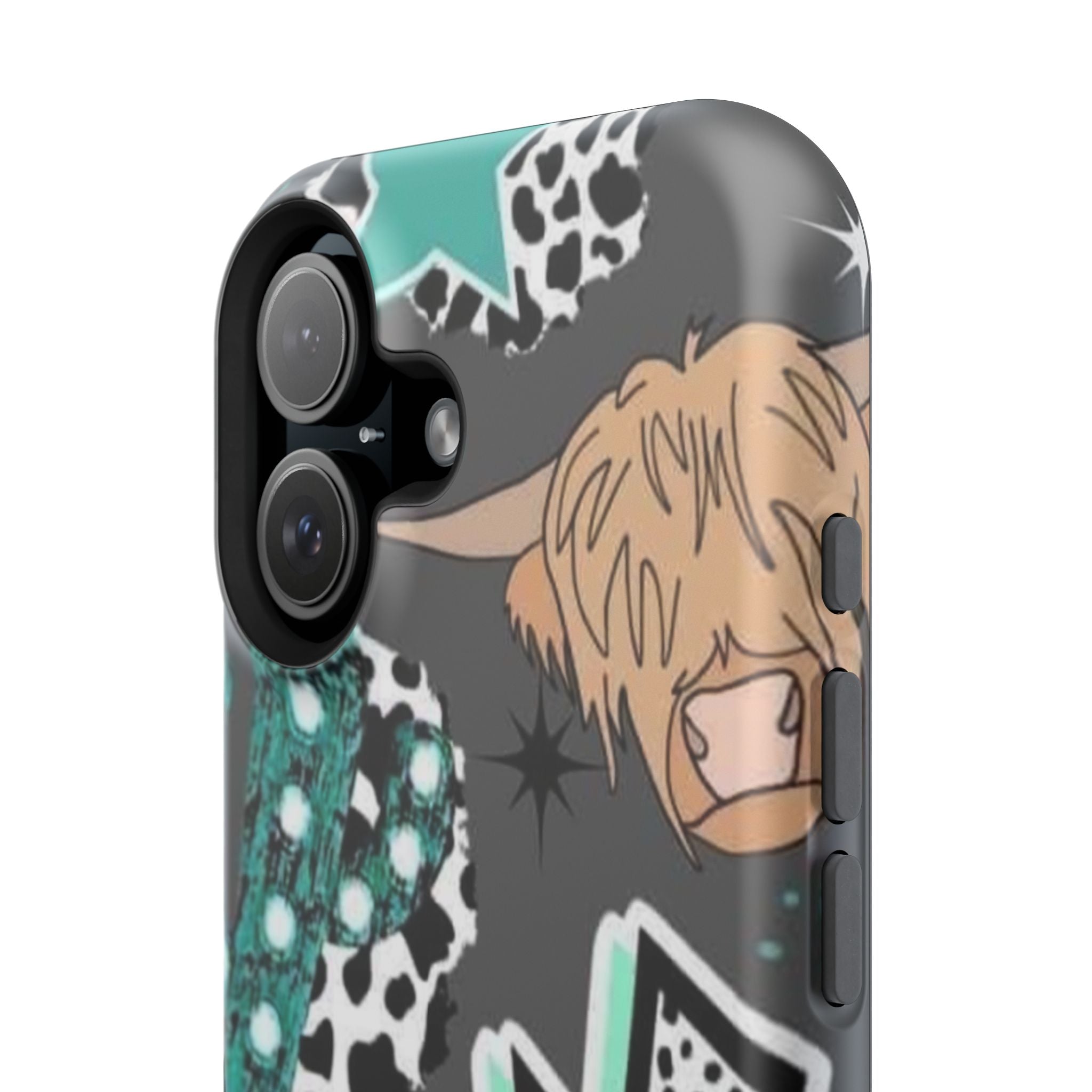 Teal Pop-Art Pattern Phone Case — Impact-Resistant iPhone Cover with Lightning & Leopard Graphics