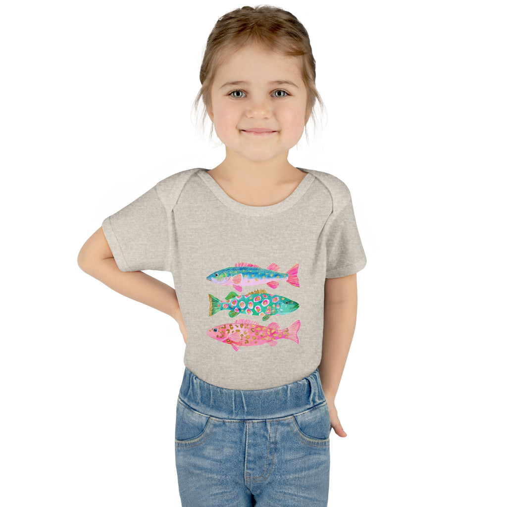 Baby Bodysuit — Colorful Watercolor Fish Onesie for Infants