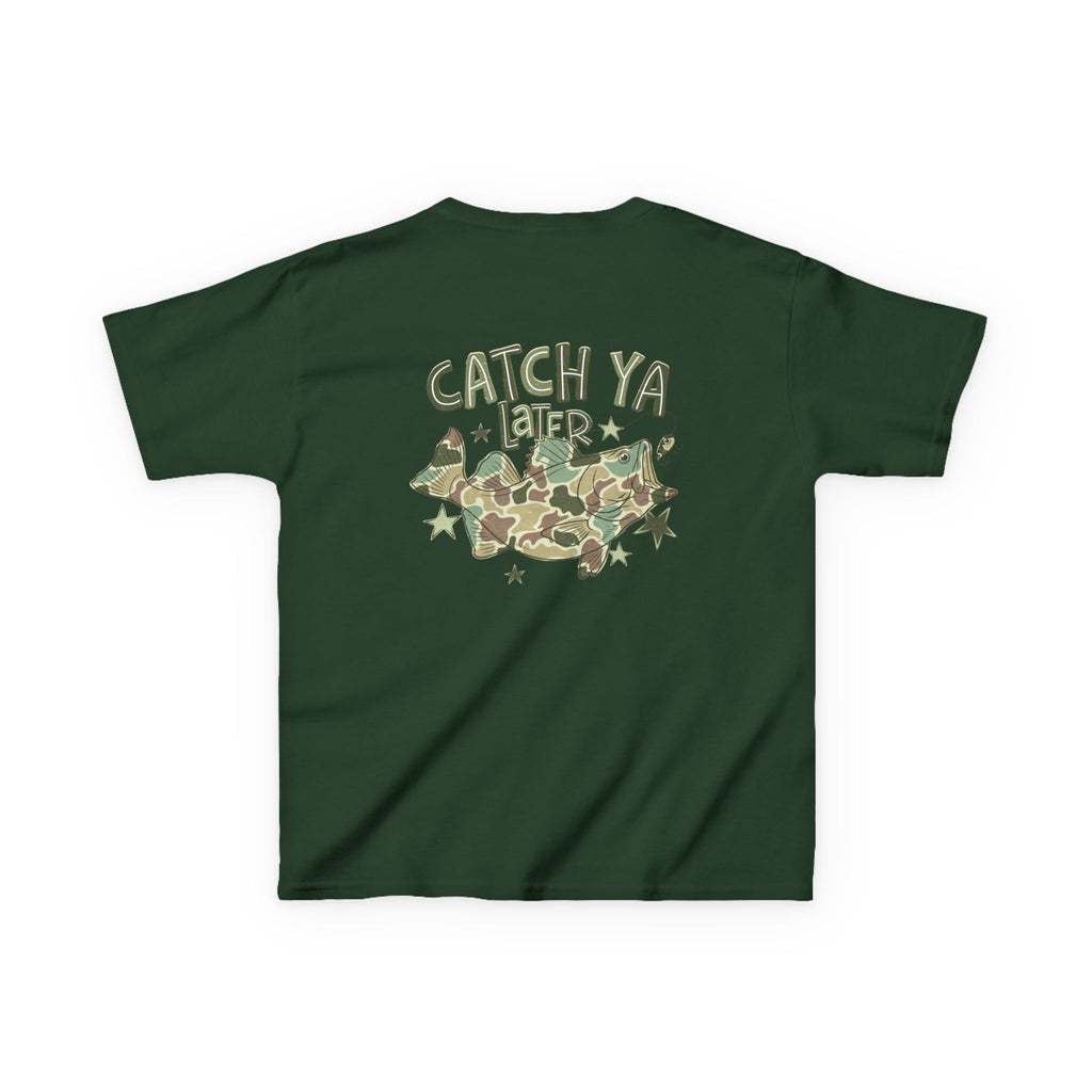 Kids Tee — "Catch Ya Later" Camo Shark Graphic