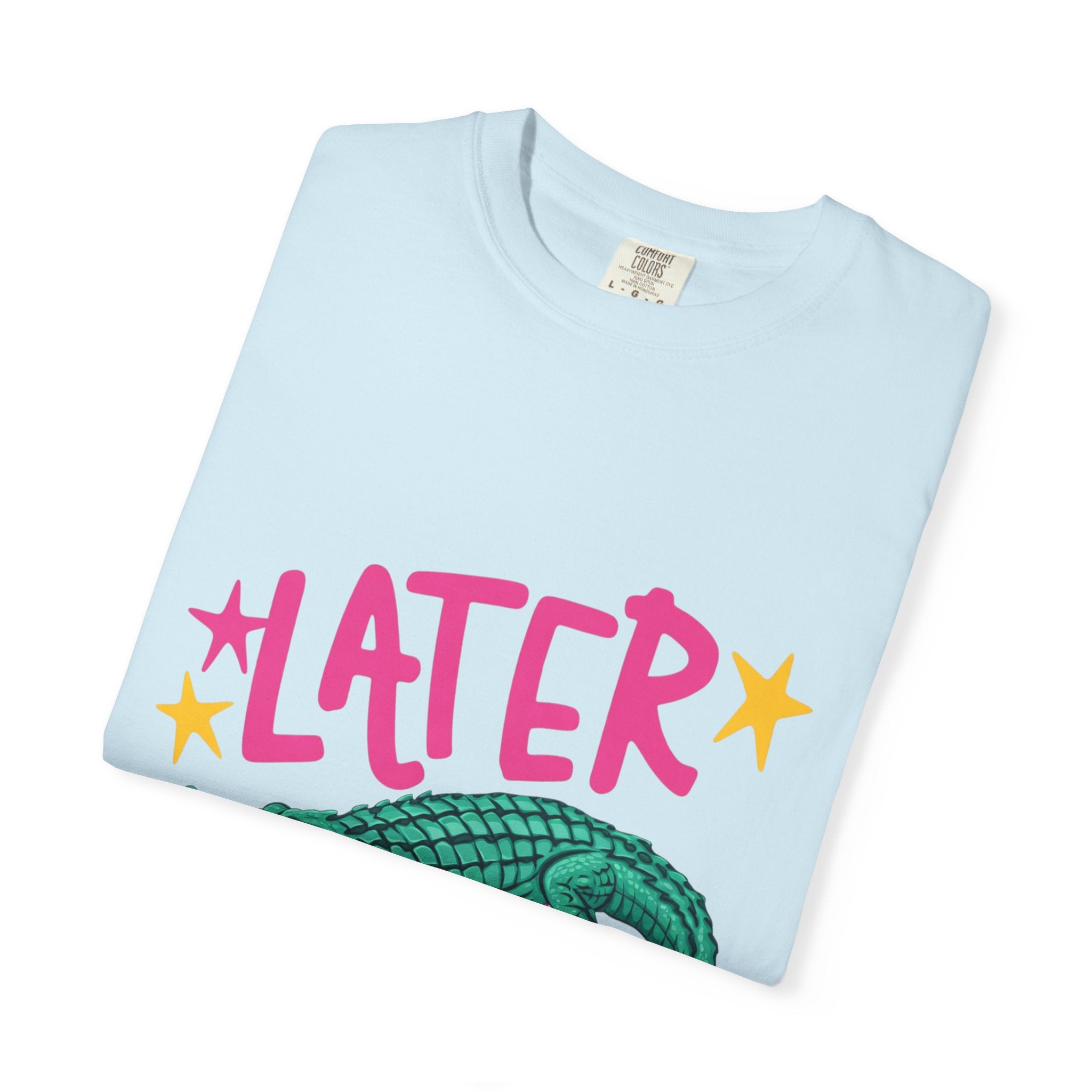 Later/After While Alligator T-Shirt — Retro Pink & Teal Graphic Tee