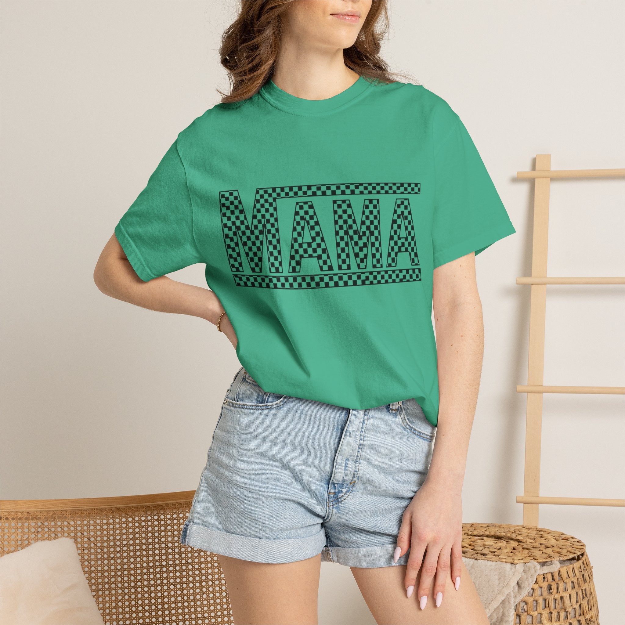 Checkered MAMA Logo T-shirt | Mama Typography Tee