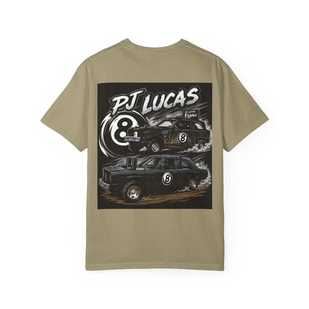 PJ Lucas Race Car T-Shirt — Vintage Black 8-Ball Dirt Track Tee