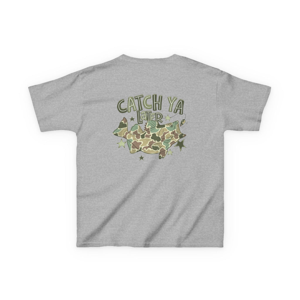 Kids Tee — "Catch Ya Later" Camo Shark Graphic