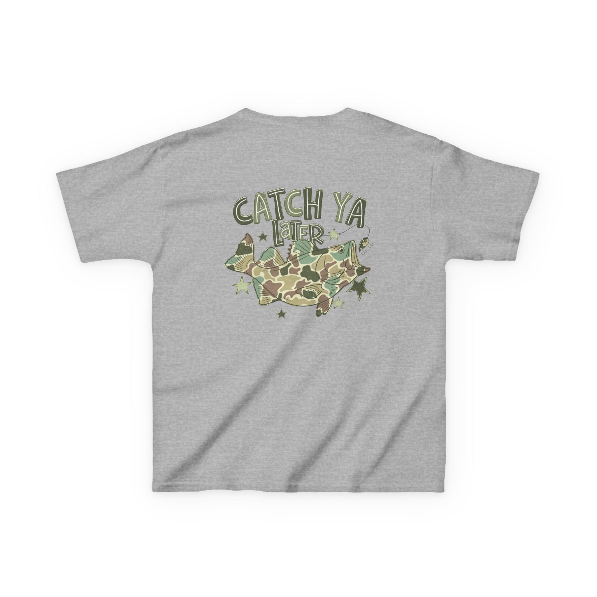 Kids Tee — "Catch Ya Later" Camo Shark Graphic