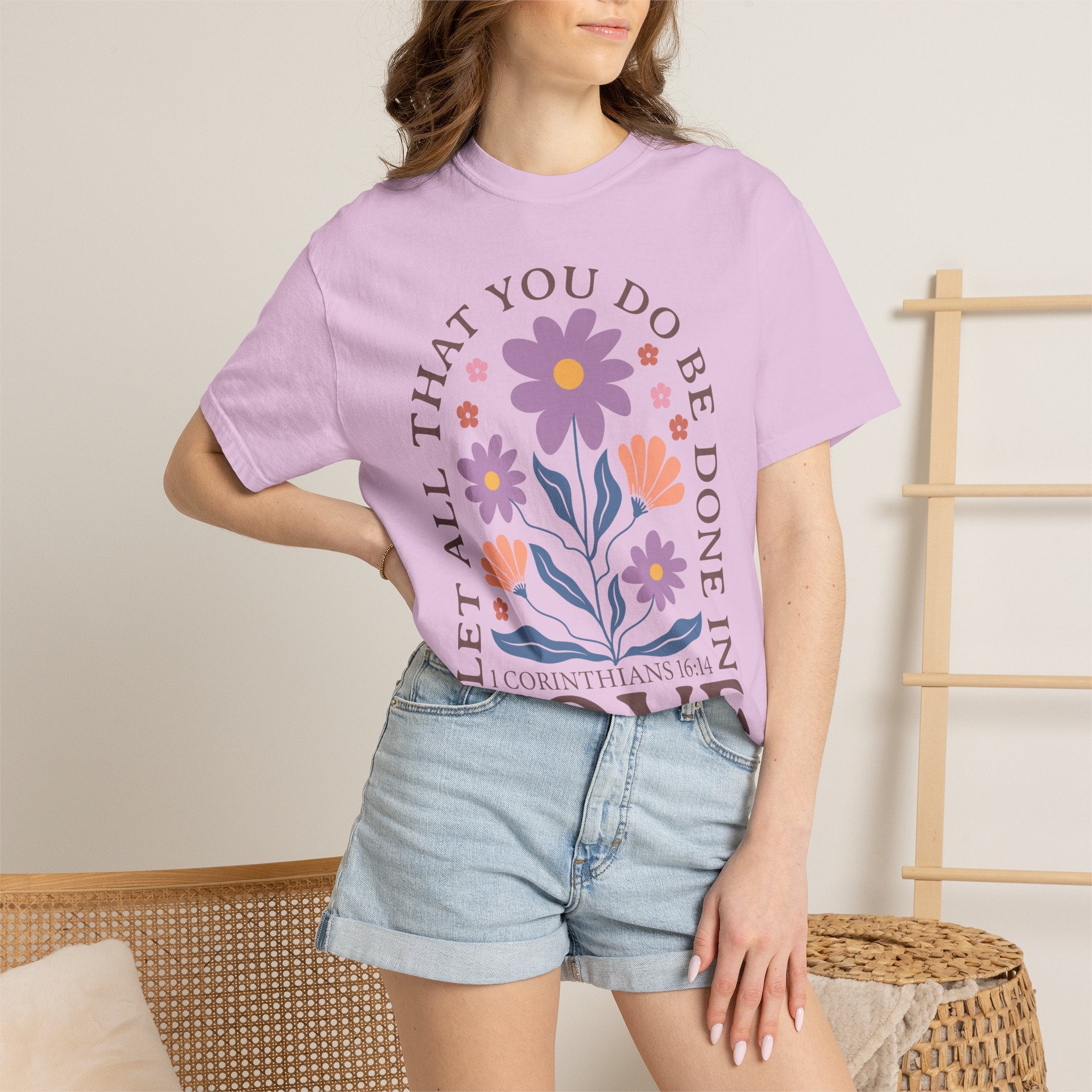 Love Floral T‑Shirt — "Let All That You Do Be Done in Love" Christian Tee