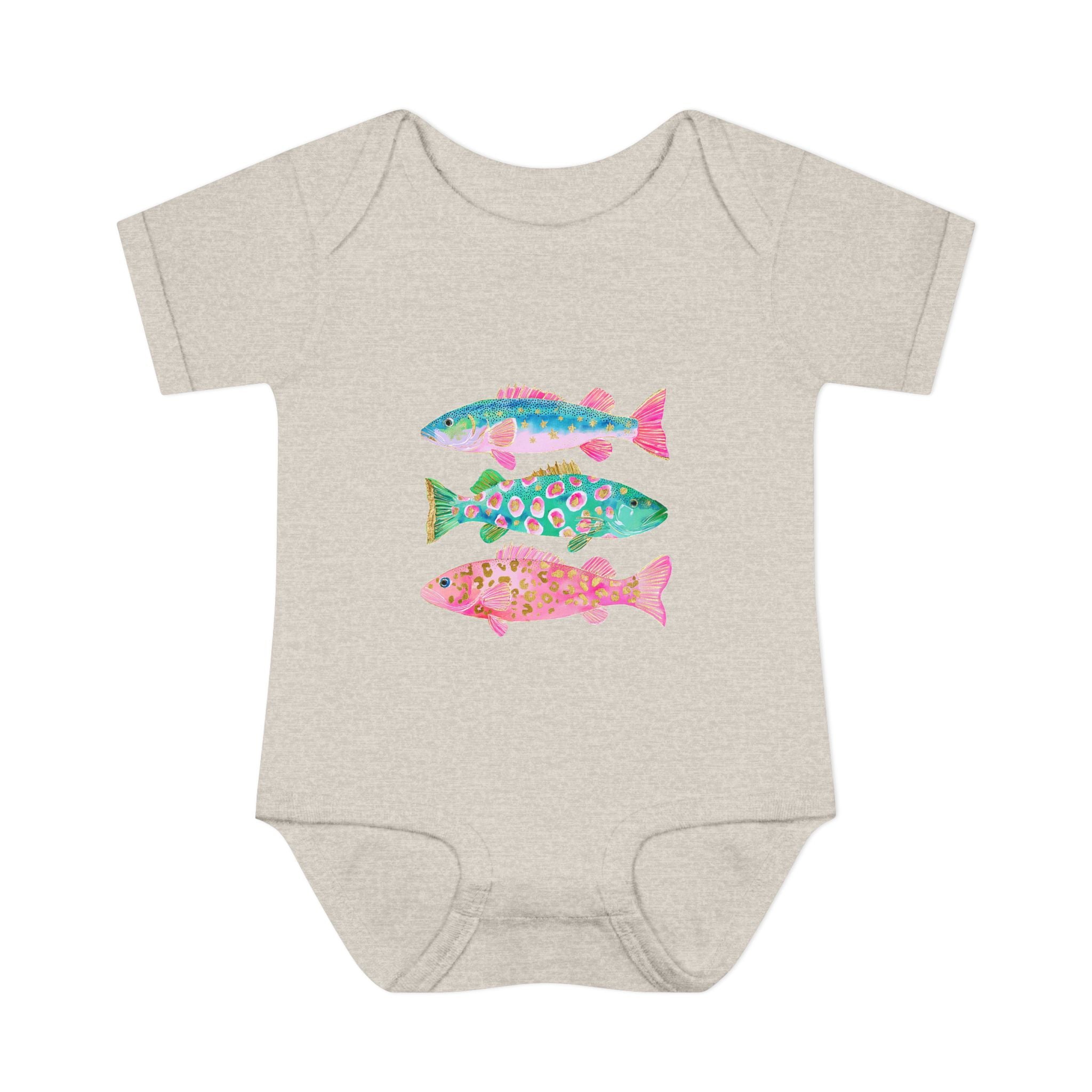 Baby Bodysuit — Colorful Watercolor Fish Onesie for Infants