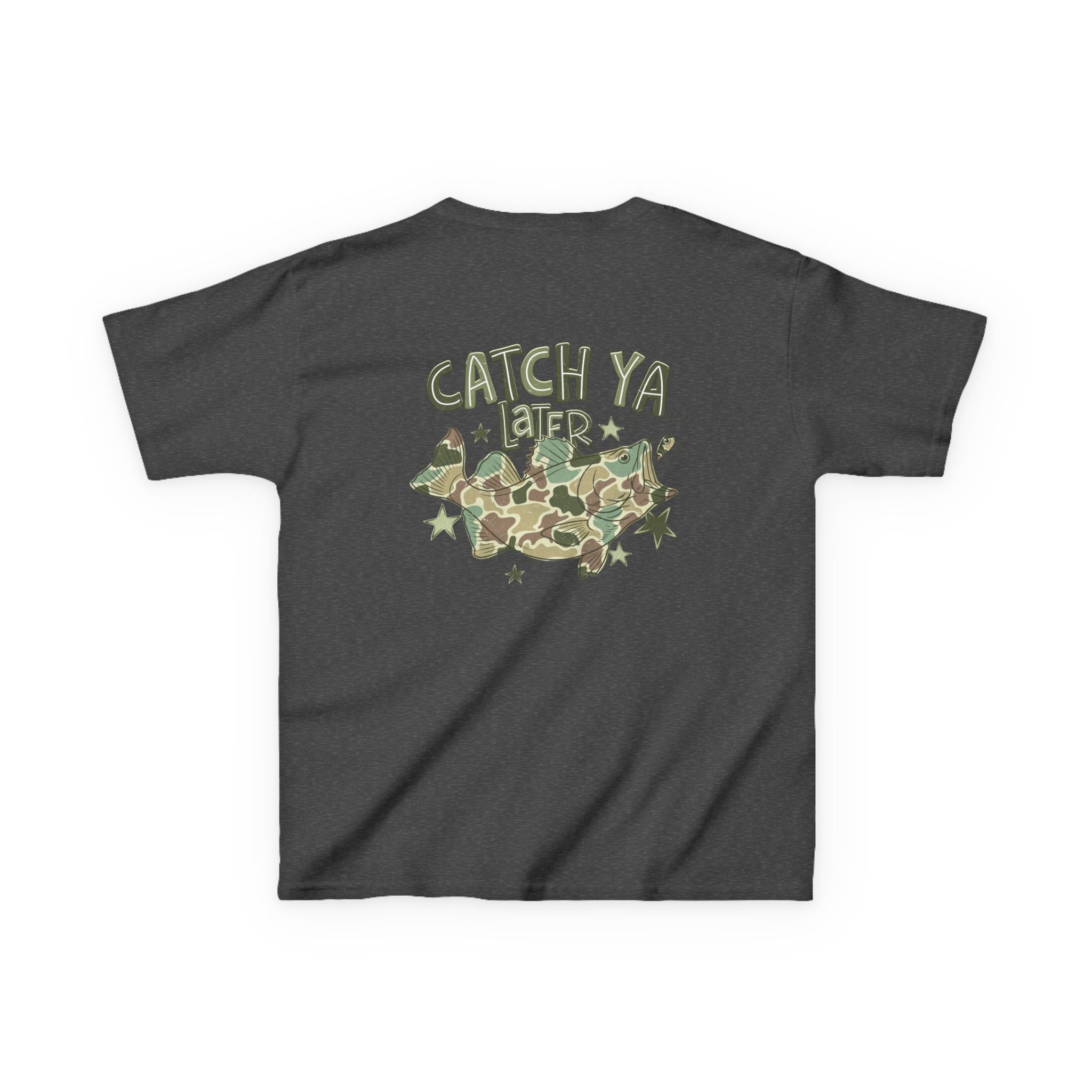 Kids Tee — "Catch Ya Later" Camo Shark Graphic