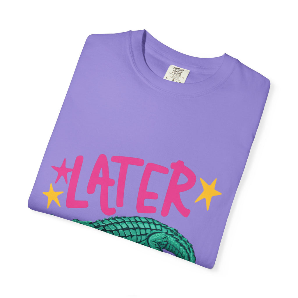 Later/After While Alligator T-Shirt — Retro Pink & Teal Graphic Tee
