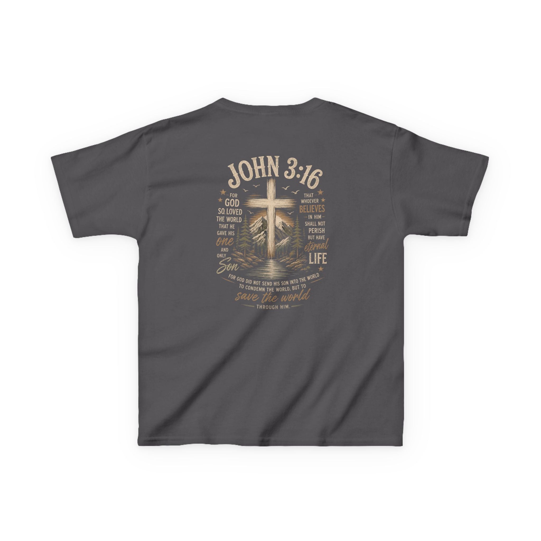 Kids T-Shirt — John 3:16 Cross Design Christian Youth Tee