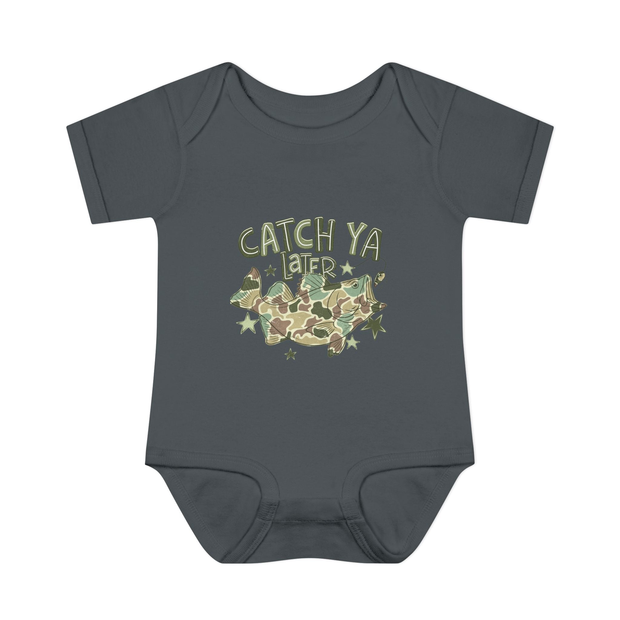 Infant Bodysuit - "Catch Ya Later" Camo Bat Graphic Baby Onesie