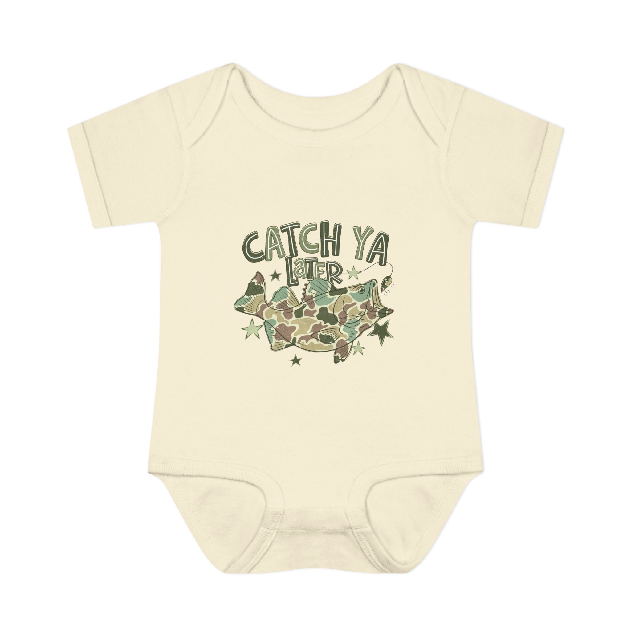 Infant Bodysuit - "Catch Ya Later" Camo Bat Graphic Baby Onesie