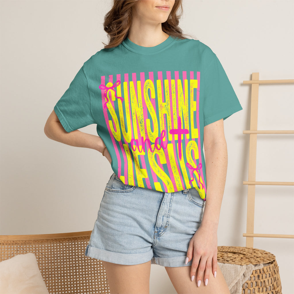 Sunshine and Jesus Graphic T-Shirt — Bright Faith Tee for Women & Men