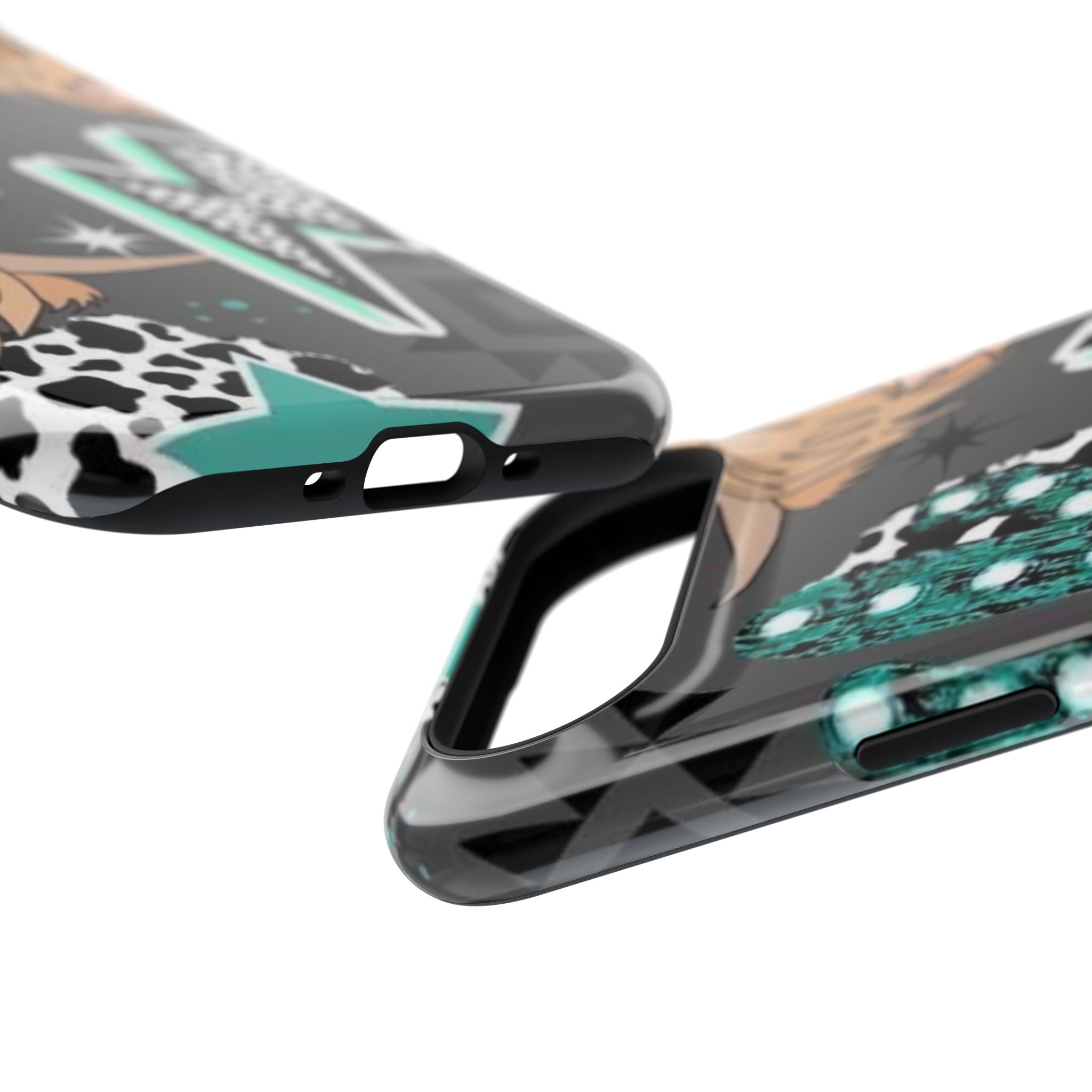 Teal Pop-Art Pattern Phone Case — Impact-Resistant iPhone Cover with Lightning & Leopard Graphics